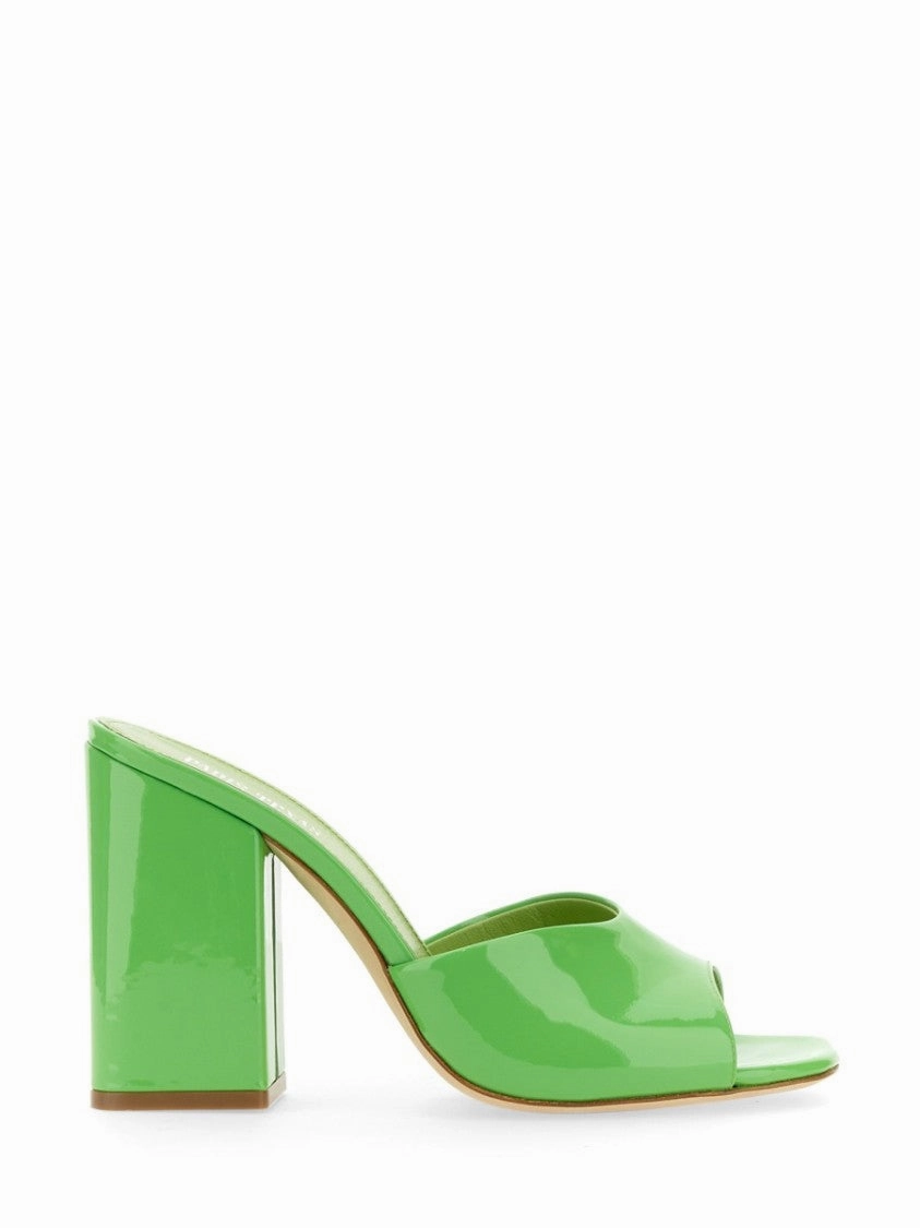 Anja Open-Toe Green Patent Leather Mules Perfect For Pools Comfortable Walk