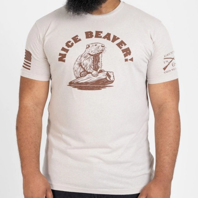 Nice Beaver T-Shirt - Sand easy to pair SoftenedNeckline