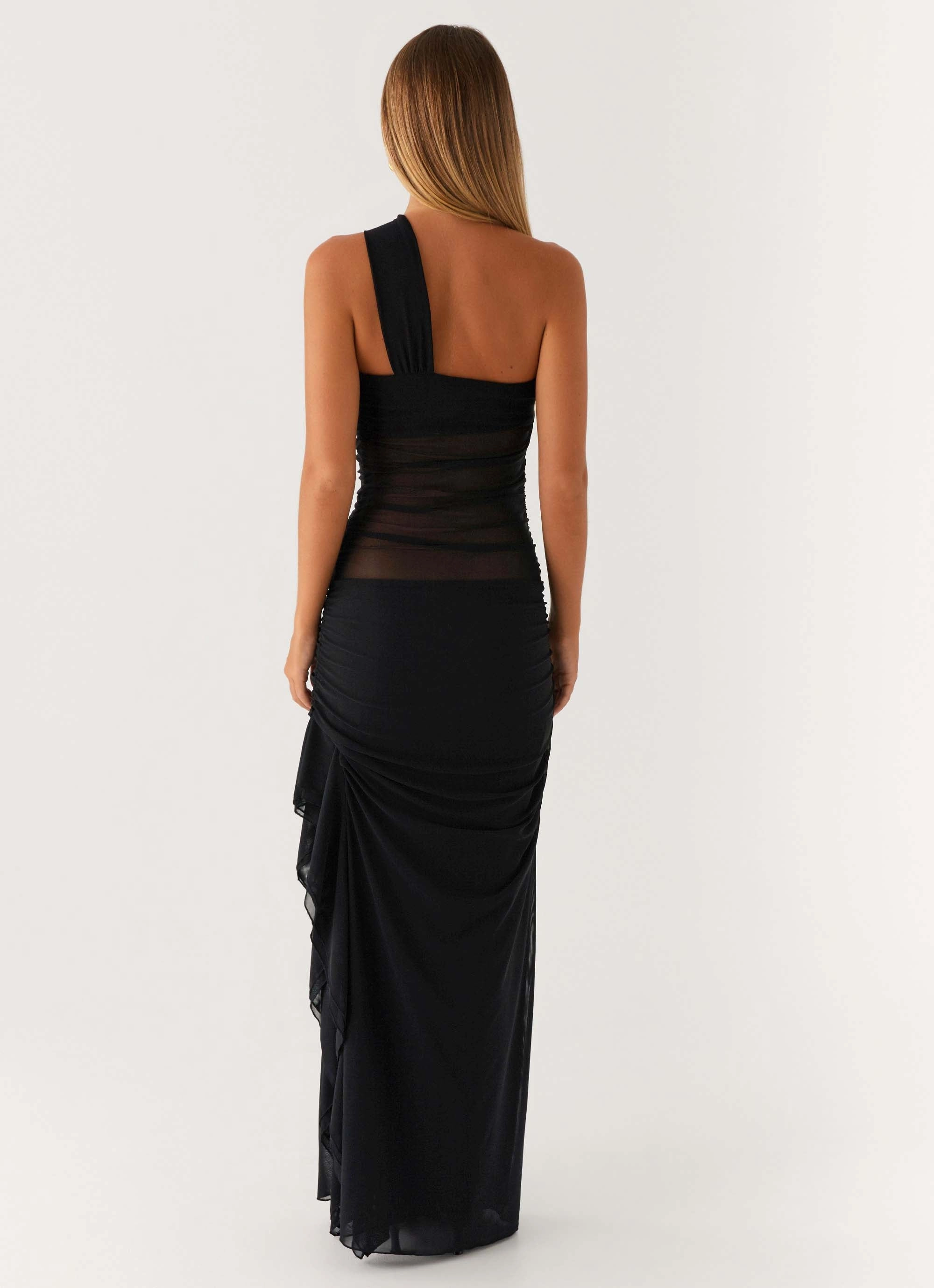 Fiona Maxi Dress - Black Skin Touch Pure Color
