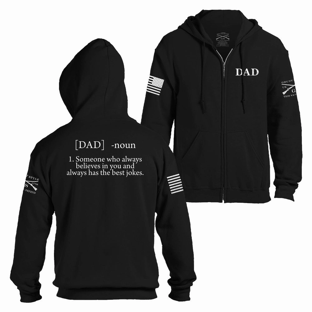 Dad Defined Full-Zip Hoodie - Black Functional Fashion