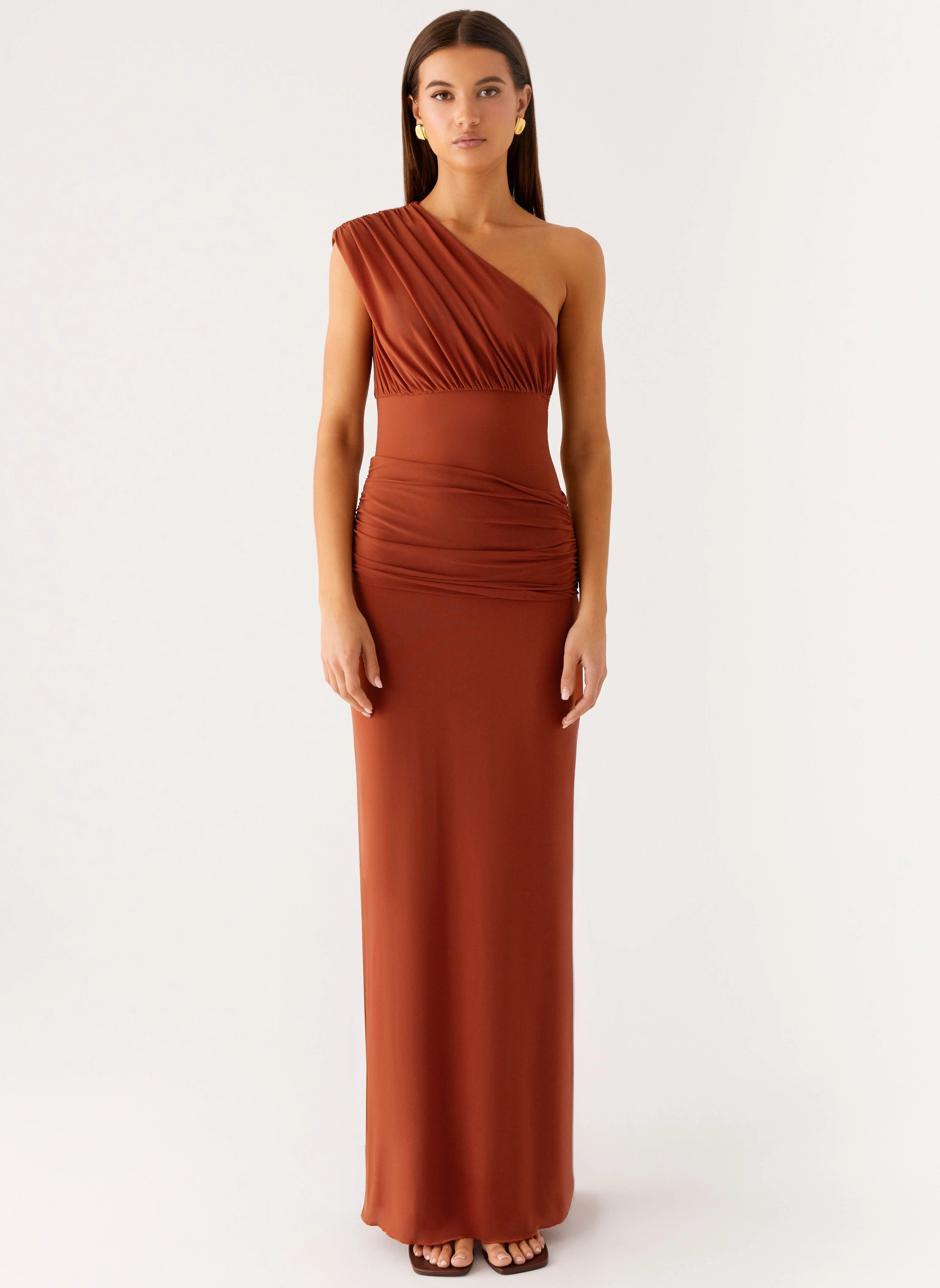 Vibrant Style Glimmer Maxi Dress - Rust