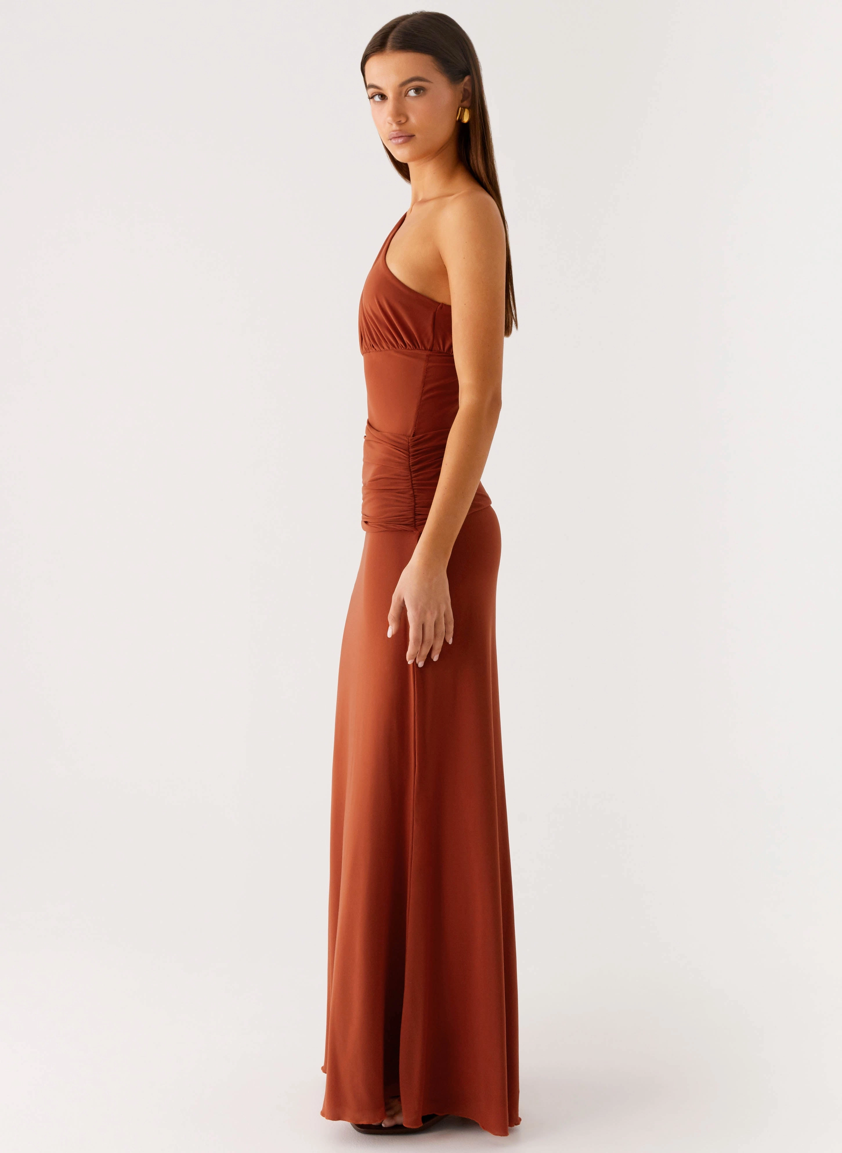 Vibrant pattern Evening Chic Glimmer Maxi Dress - Rust