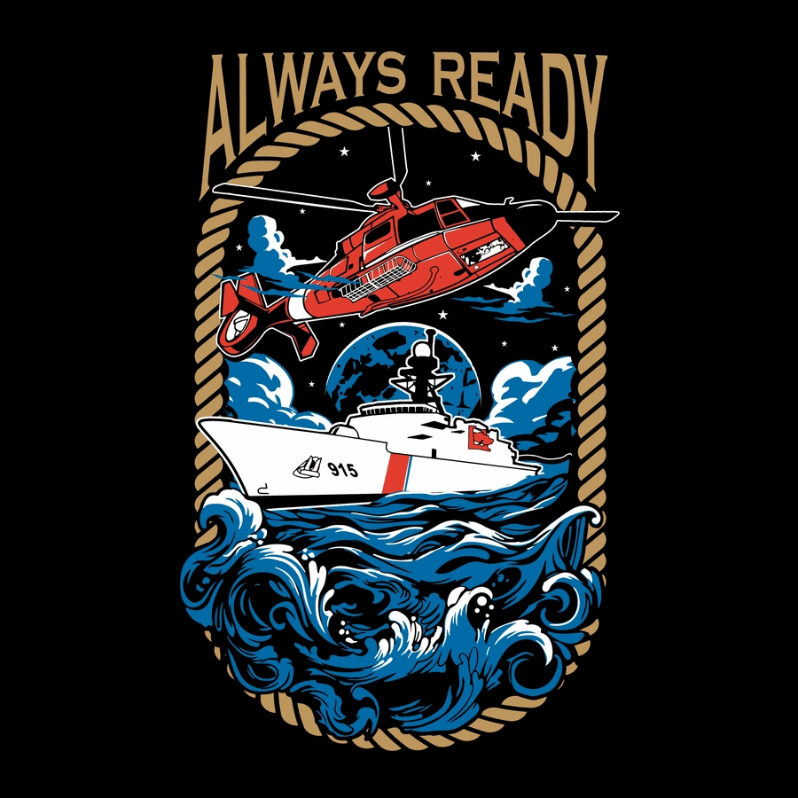 USCG - Always Ready T-Shirt - Black Leisure Wear