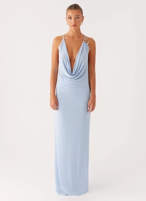 Game Player Maxi Dress - Blue Layered Volume