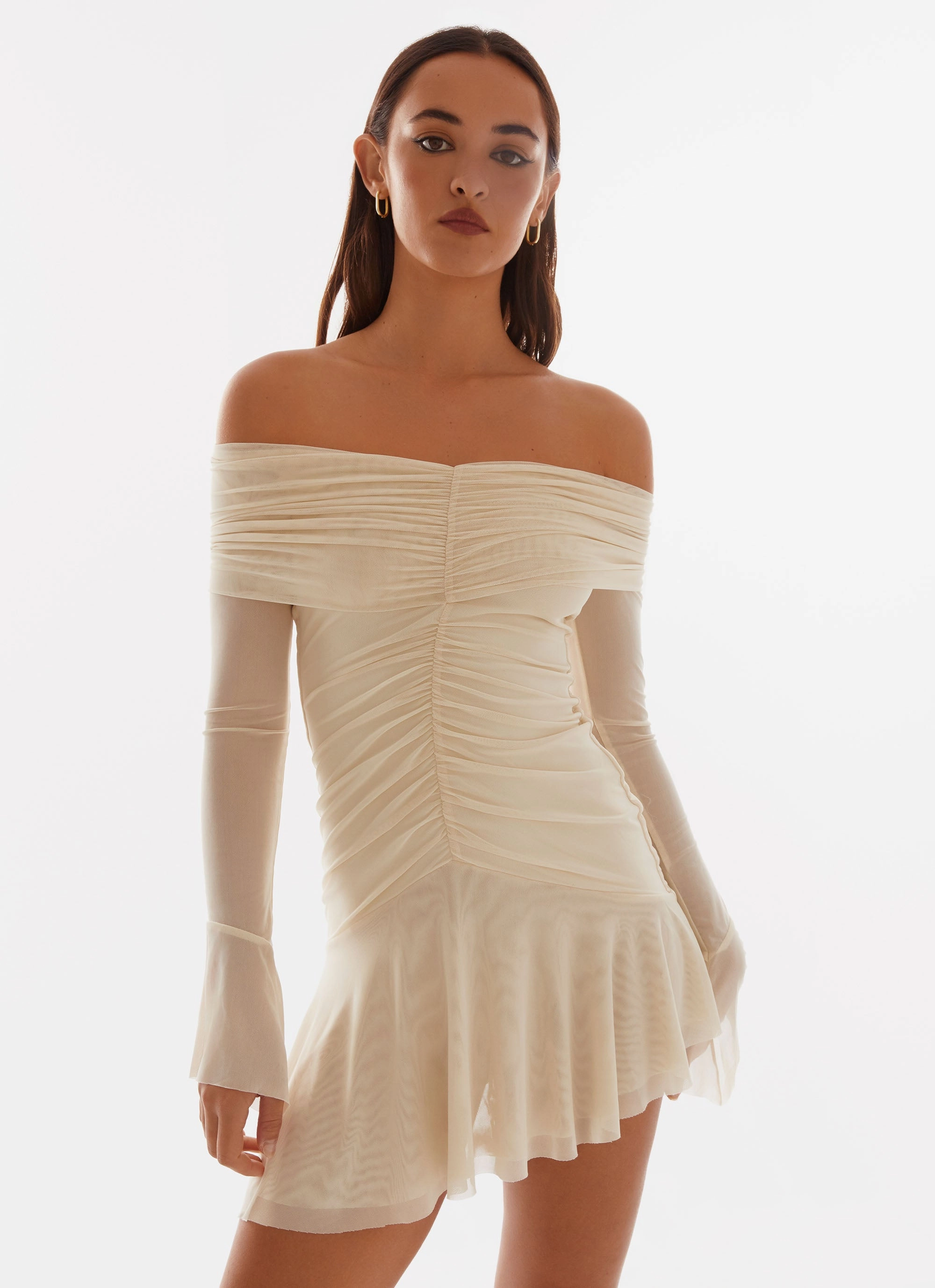 Chilly Weather Comfort Timeless Comfort Wear Ellis Ruched Mini Dress - Pastel Yellow