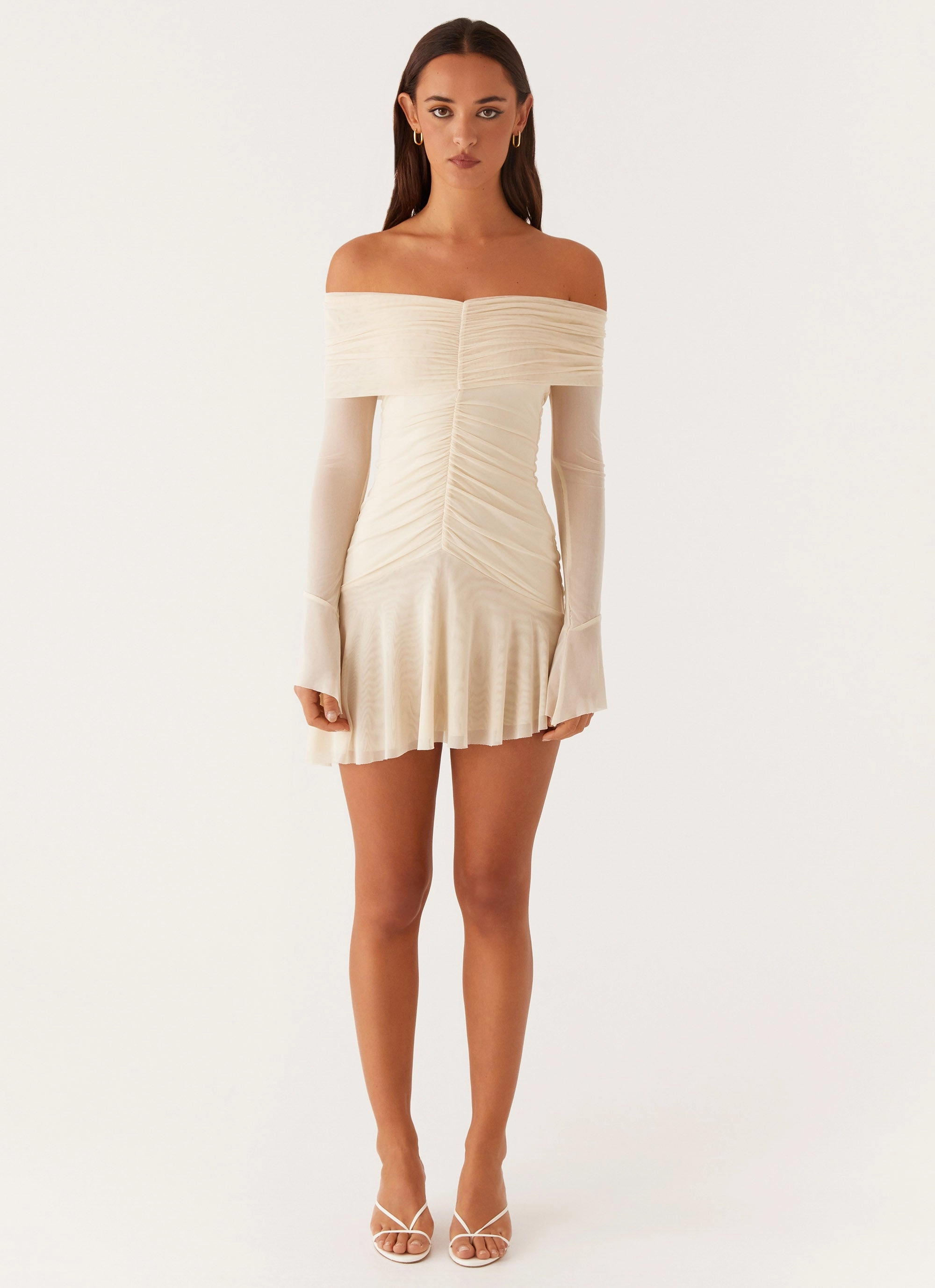 Ellis Ruched Mini Dress - Pastel Yellow Day-To-Night Wear