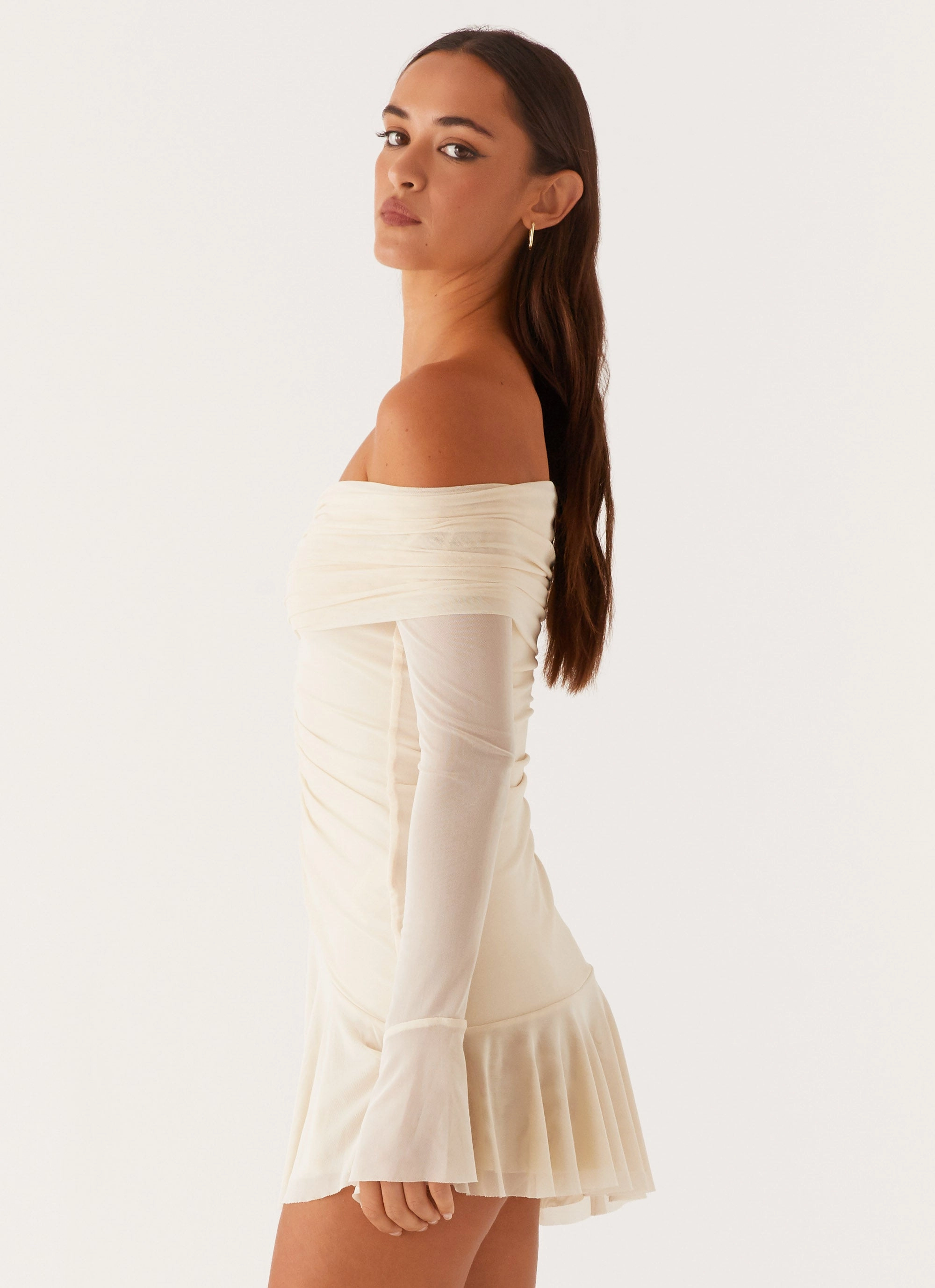 Basic Mood Ellis Ruched Mini Dress - Pastel Yellow