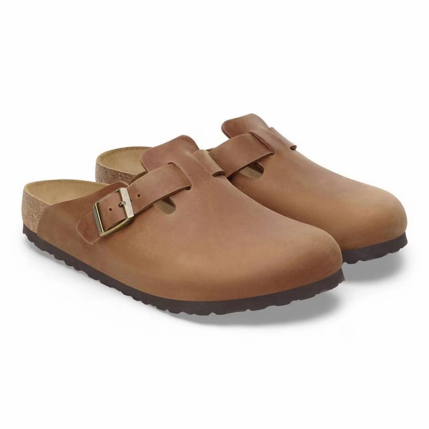Women's Boston Oiled Leather Clogs In Cognac Cushioned Comfort