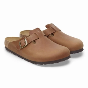 Women's Boston Oiled Leather Clogs In Cognac Cushioned Comfort
