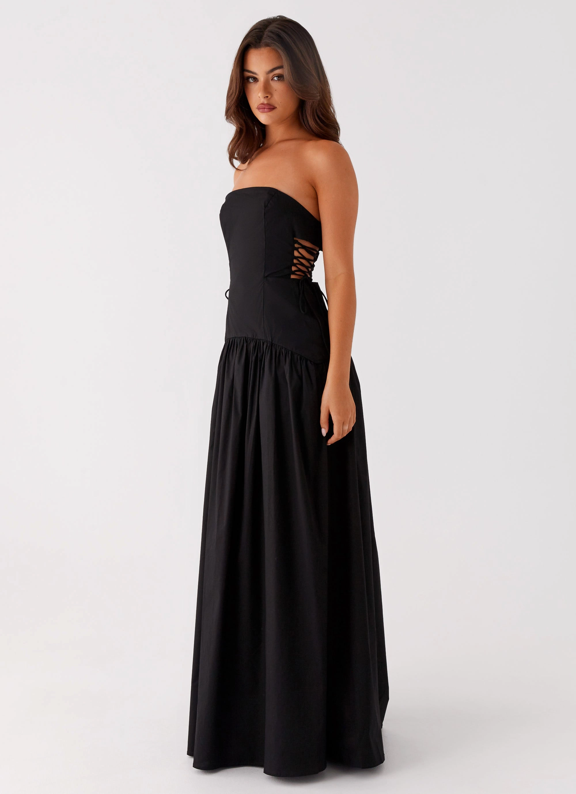 Conagh Maxi Dress - Black Scalloped-Edge Hand-Wash