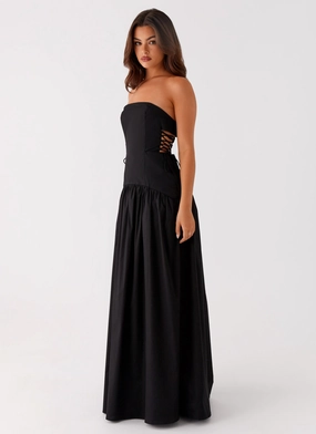 Conagh Maxi Dress - Black Scalloped-Edge Hand-Wash