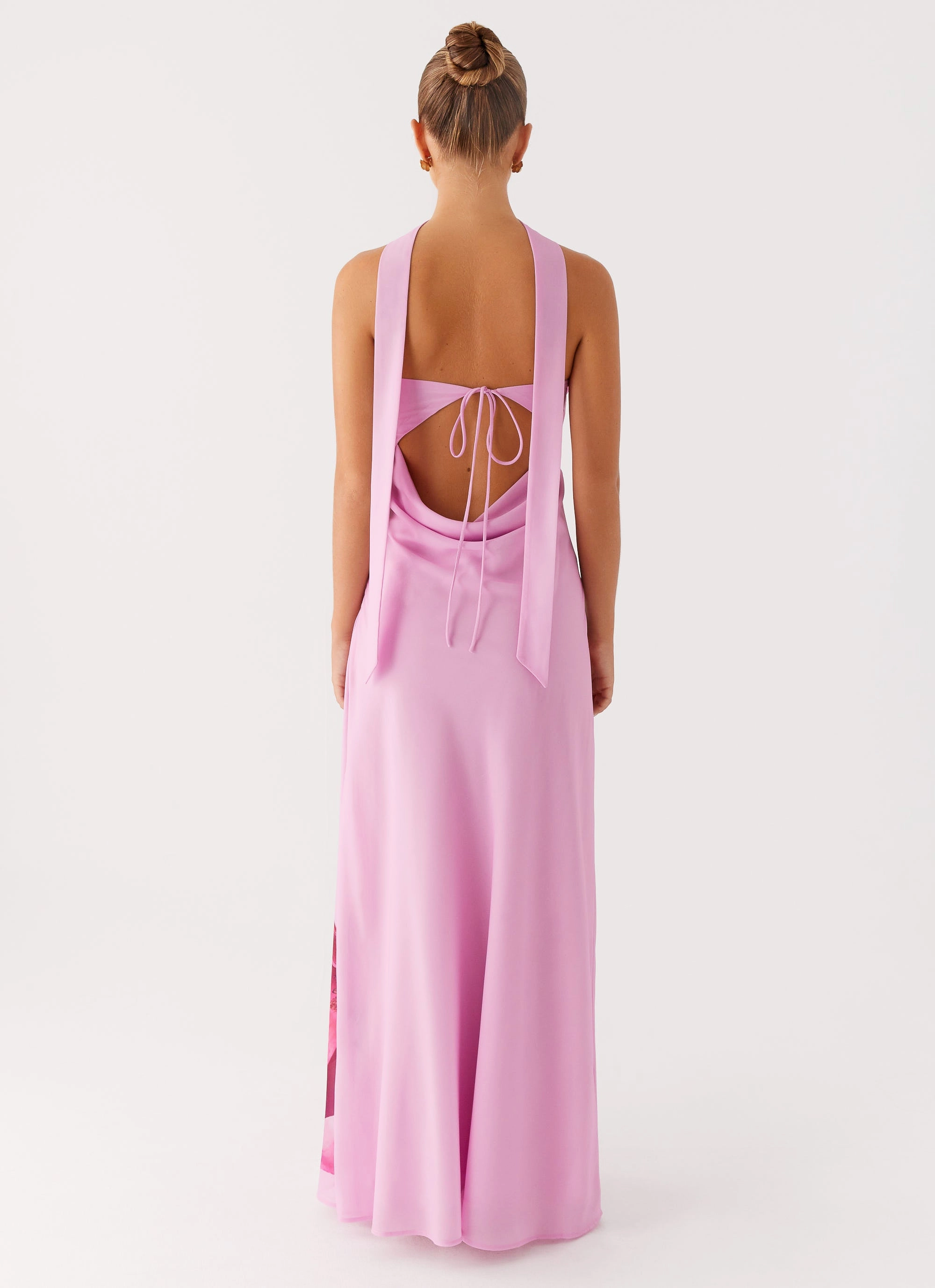 Silky texture Dreamy Touch Prim Maxi Dress - Pastel Pink