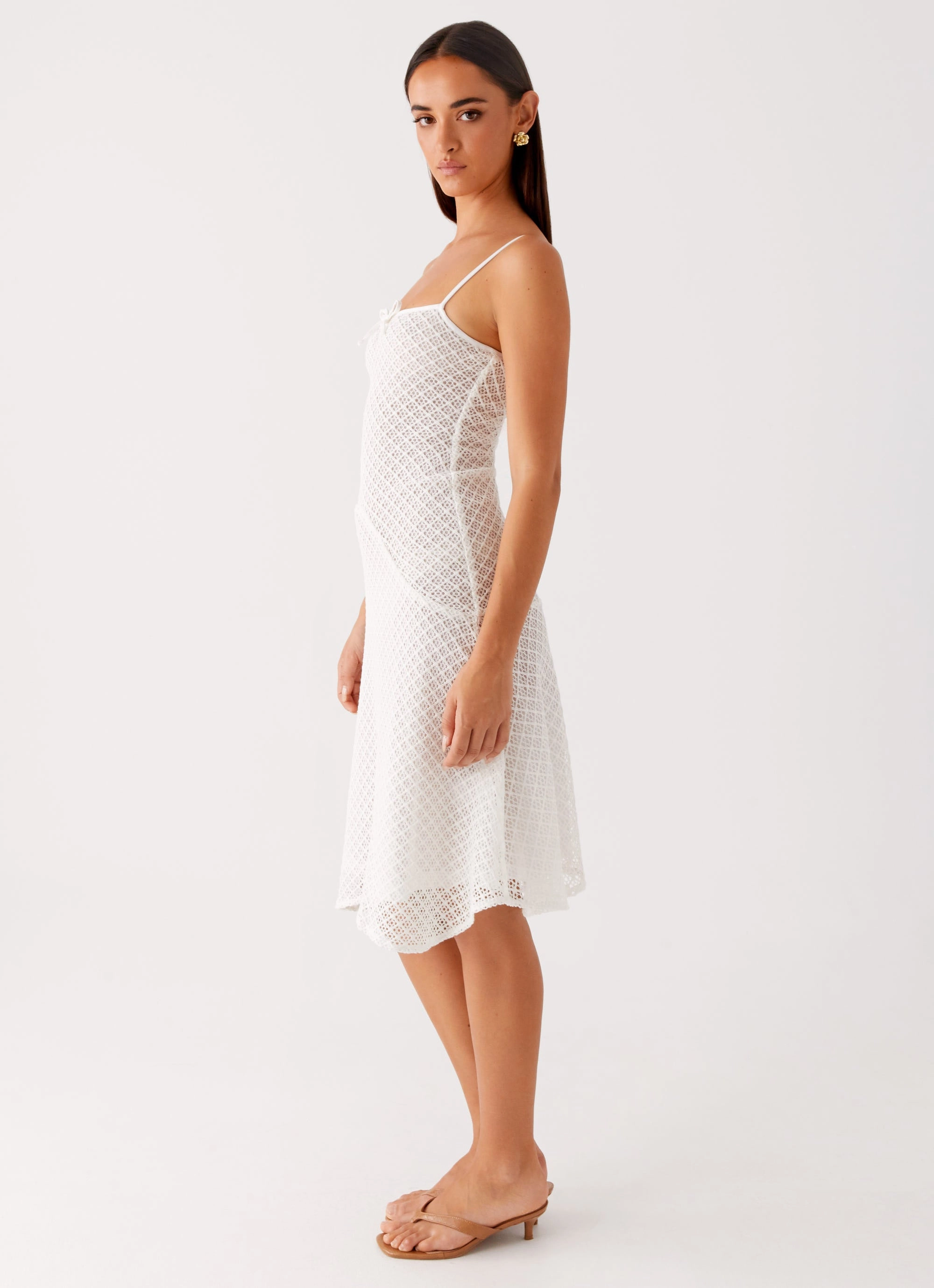 Tamar Midi Dress - White Natural Texture