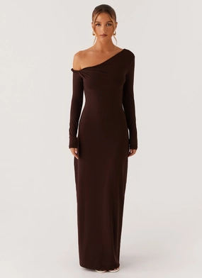 Smart Lines Jordana Twist Maxi Dress - Brown