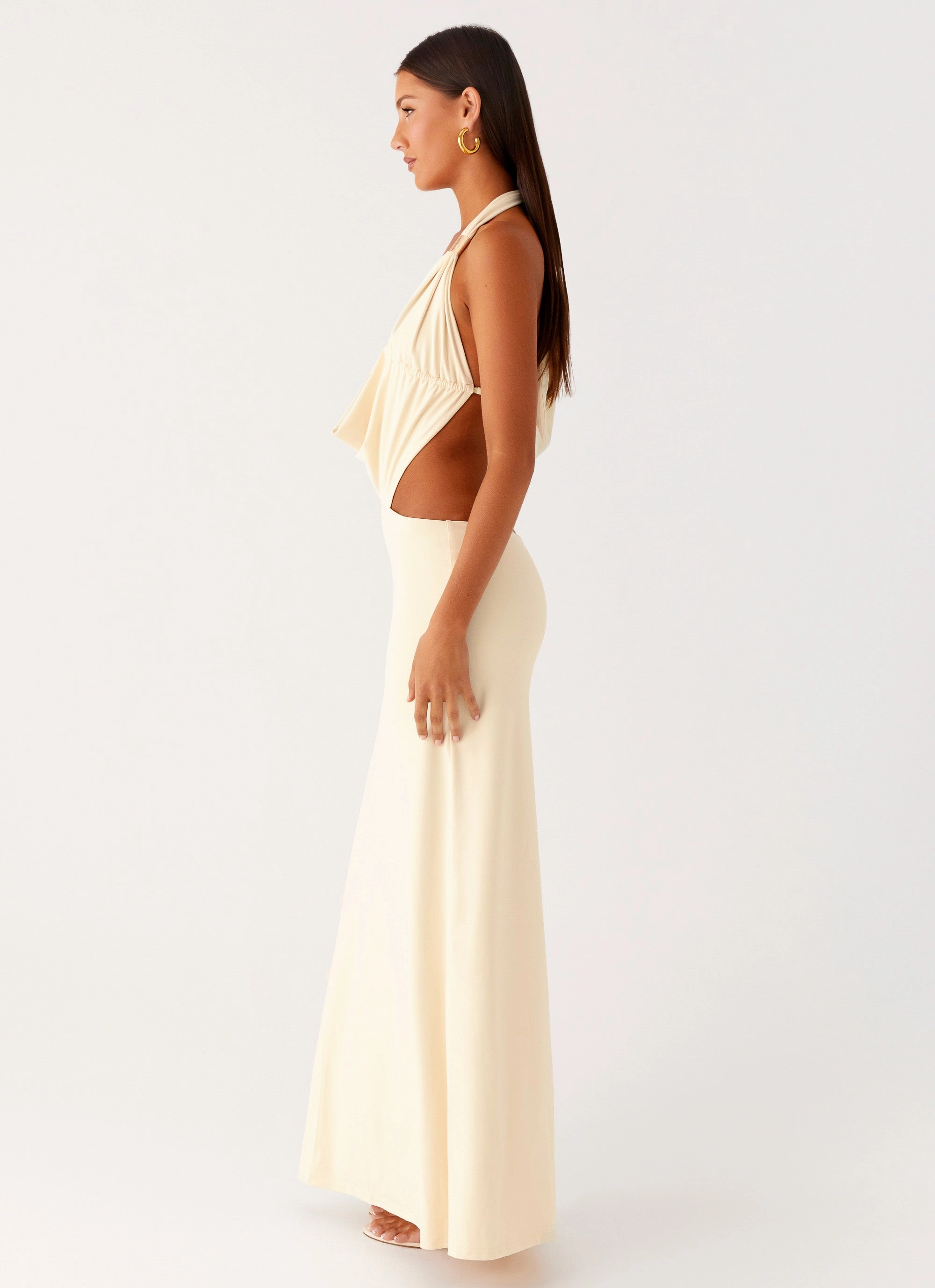 Torina Halter Maxi Dress - Lemon Chic Fit