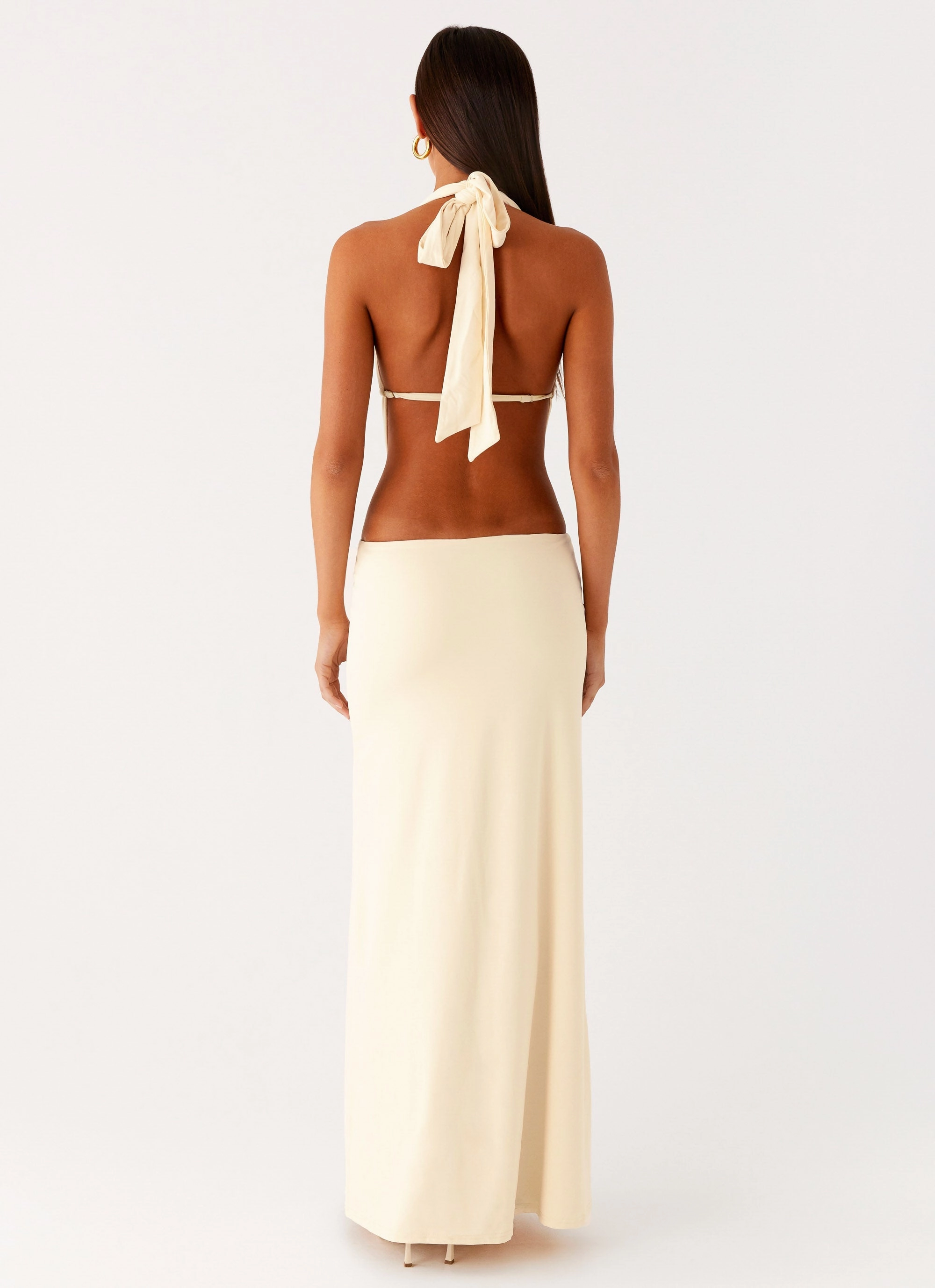 Fashion Forward Torina Halter Maxi Dress - Lemon