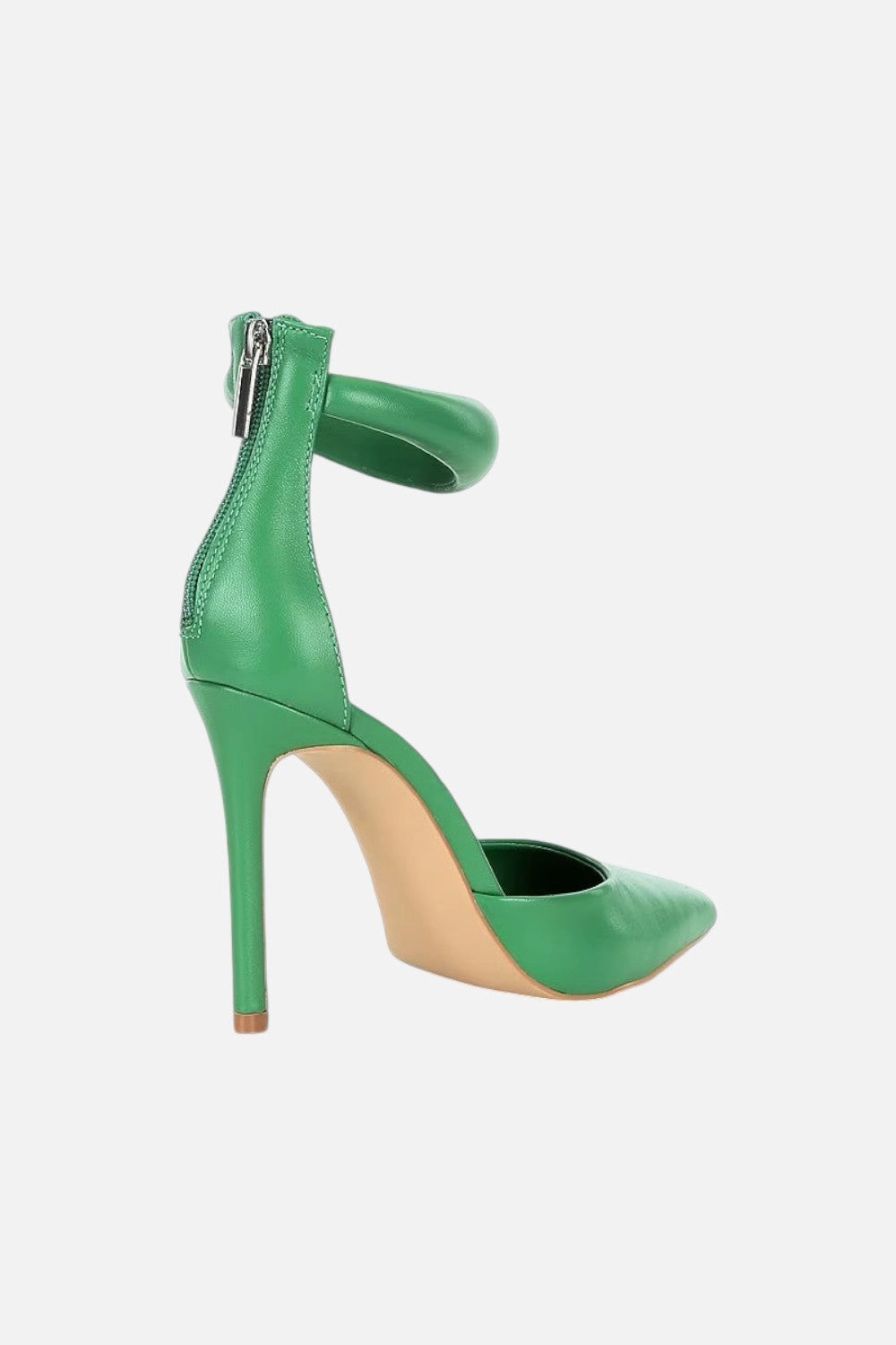 Steve Madden Ele Puff Ankle Strap Leather Heel Pumps in Green Luxury heels synthetic material
