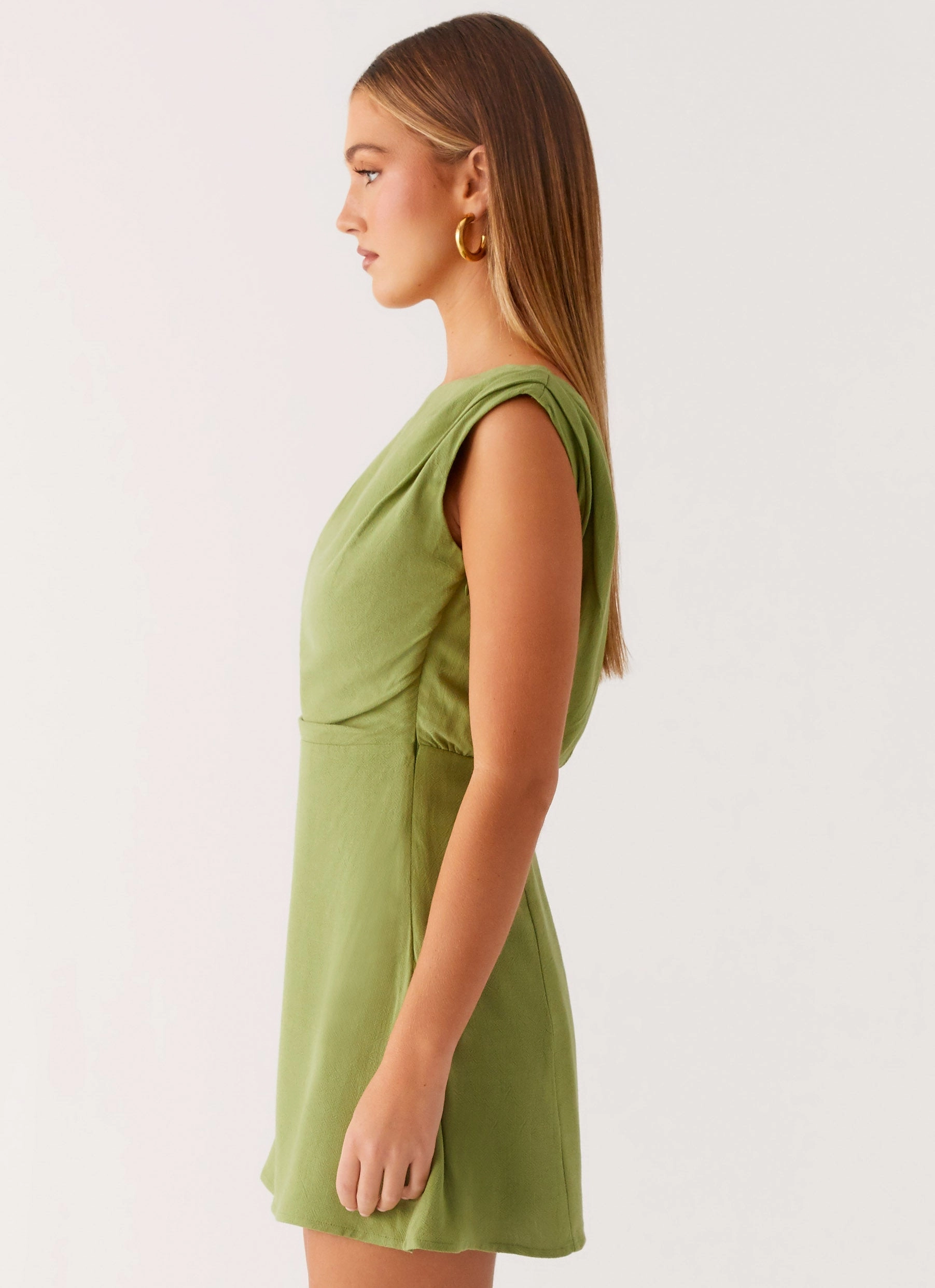 Lady Love Linen Mini Dress - Cactus Fresh Palette Grace Vibe