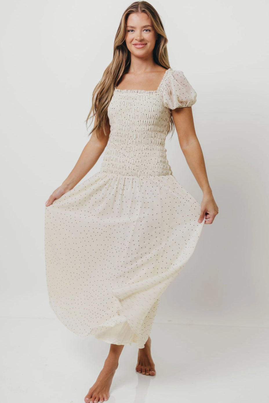 Smooth Drape June Bell Maxi Dress in Cream