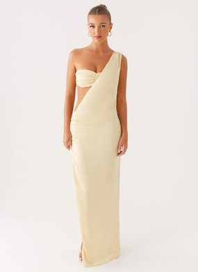 One-Shoulder Urban Spirit Cooper Maxi Dress - Yellow