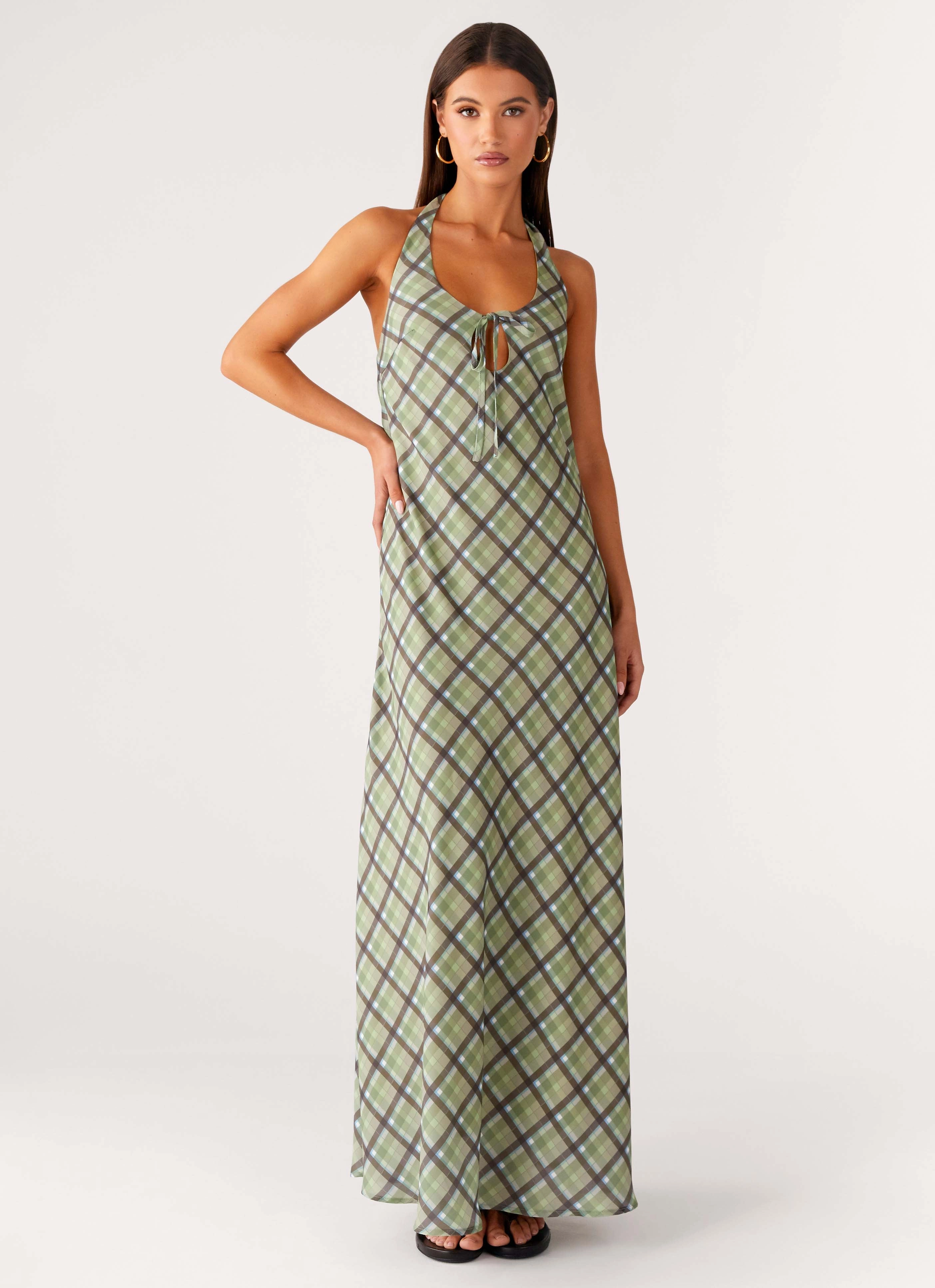 Coralie Maxi Dress - Cedar Check Art Spirit Fresh Form