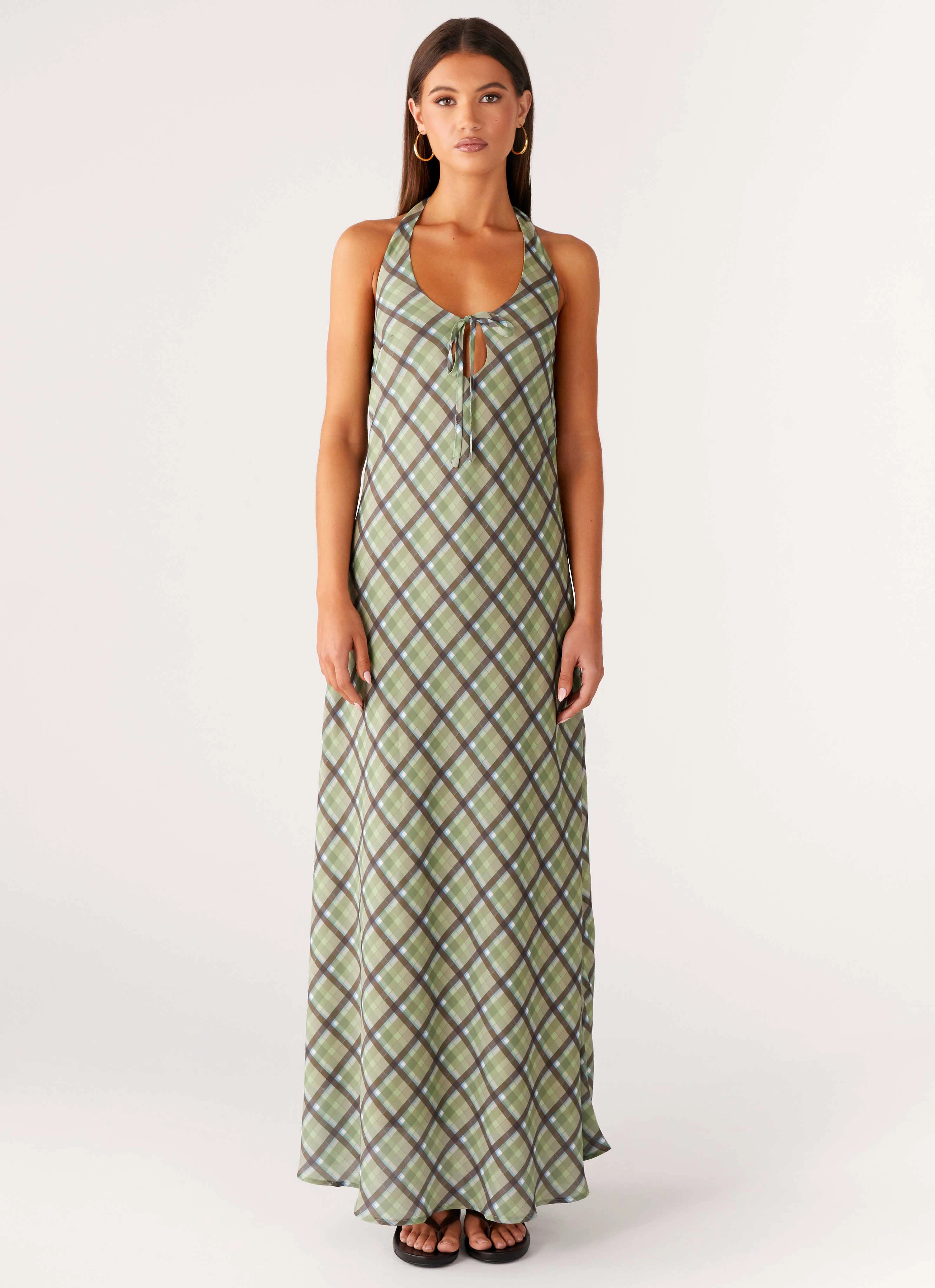 Coralie Maxi Dress - Cedar Check Comfortable Layer Polished Wear