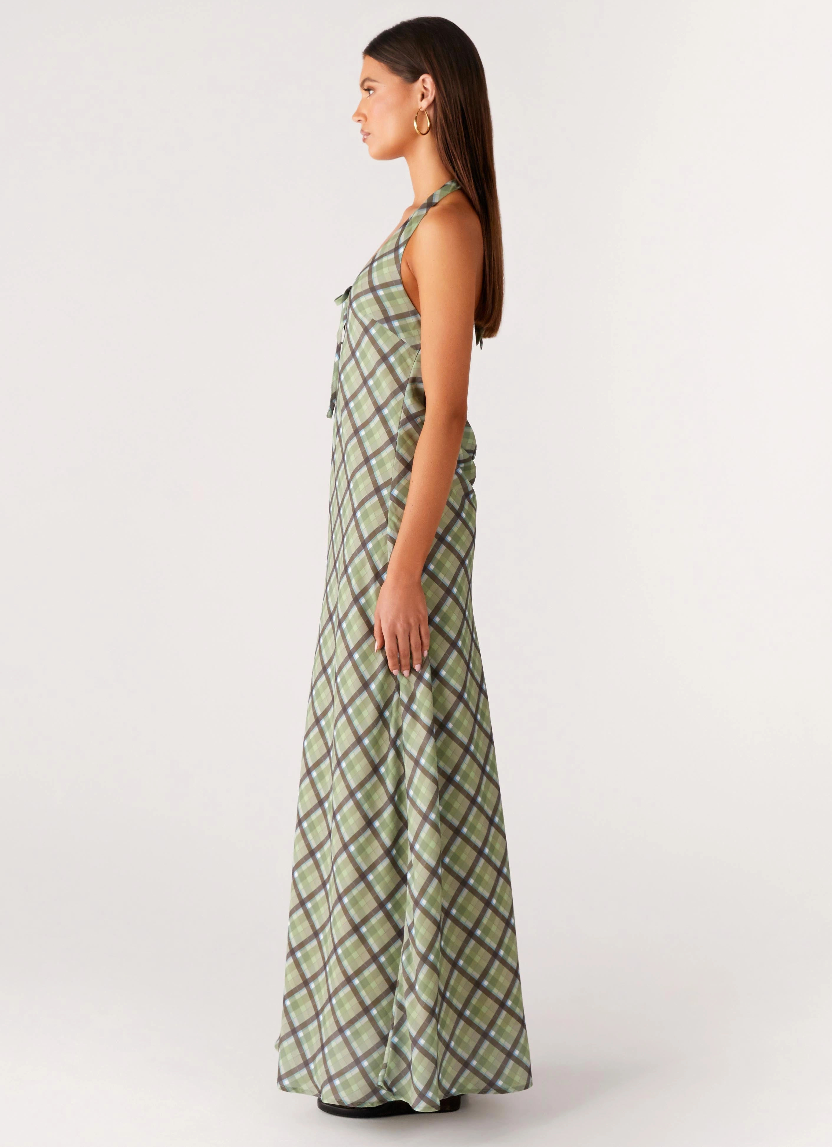 Coralie Maxi Dress - Cedar Check Hidden Zipper and Effortless fit dress.
