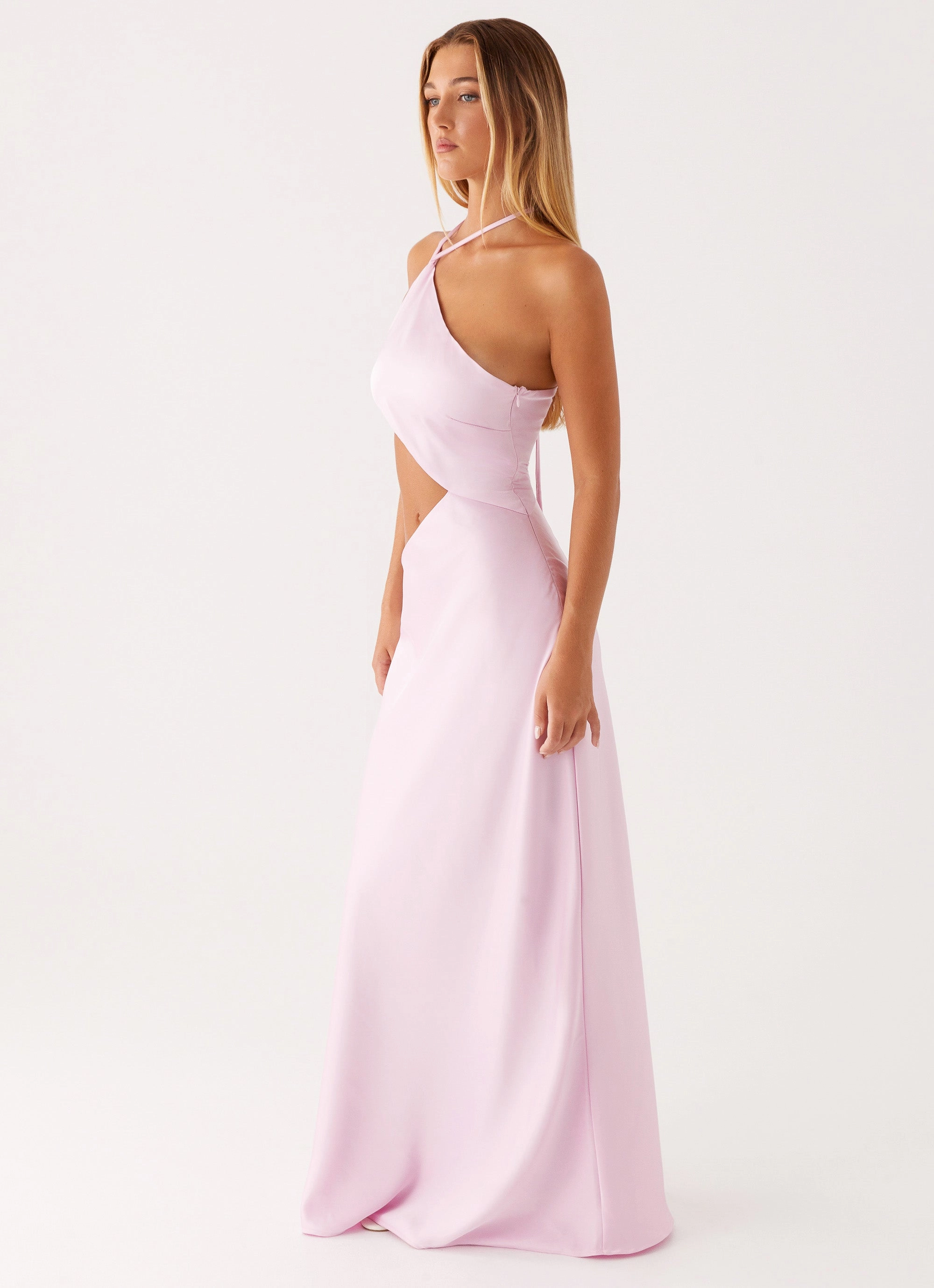 Courtney Maxi Dress - Pink Ruched-Detail
