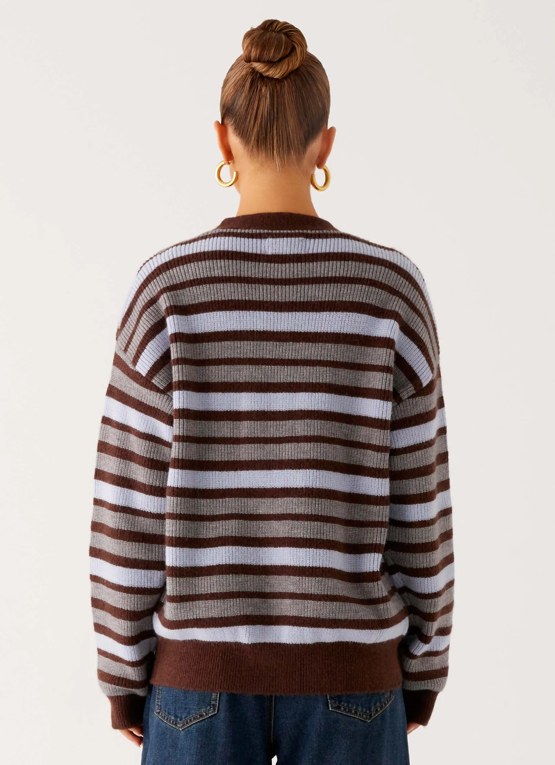 Charlie Oversized Cardigan - Tawny Stripe Wind Resistant