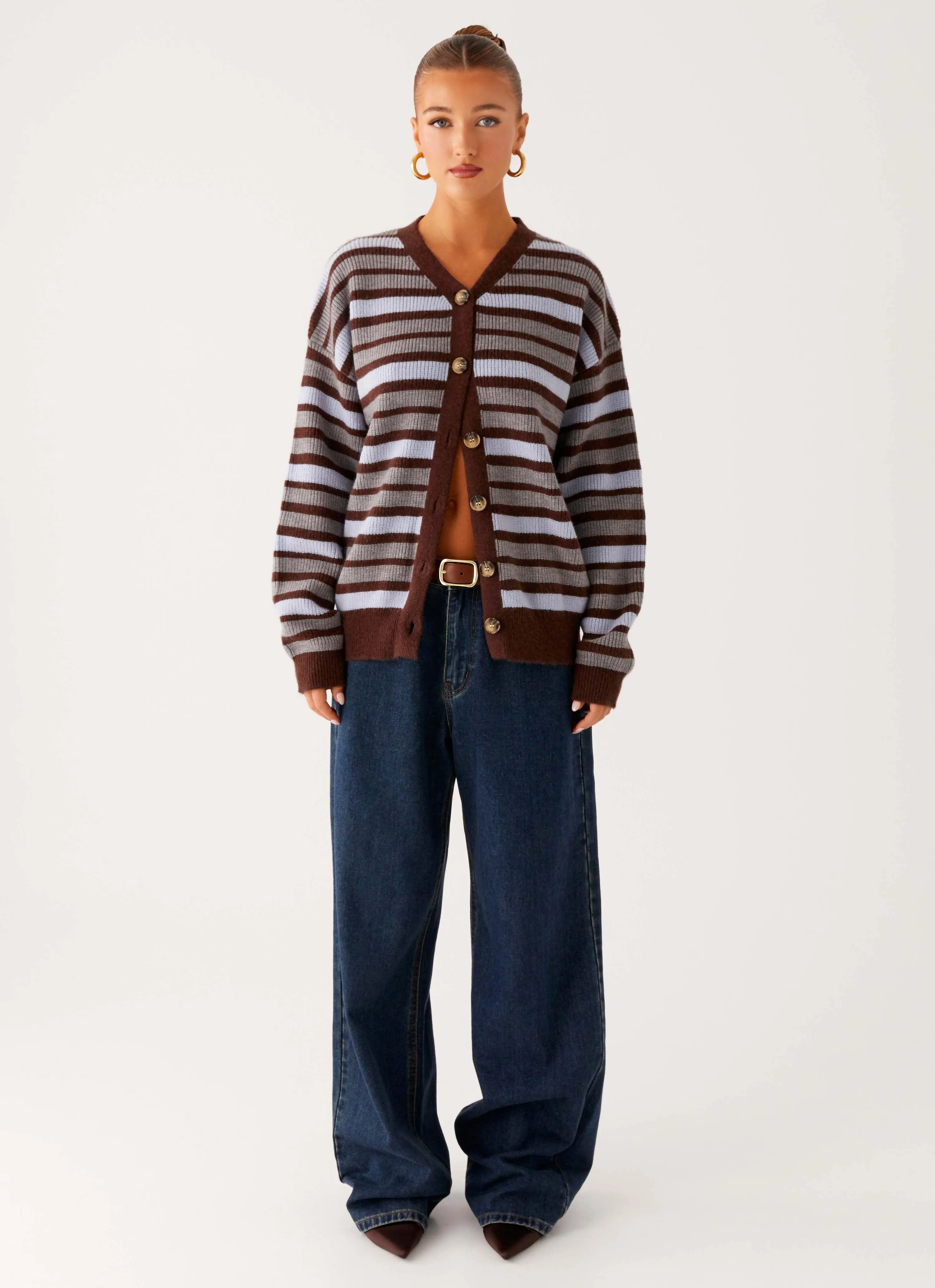 Operation Charlie Oversized Cardigan - Tawny Stripe
