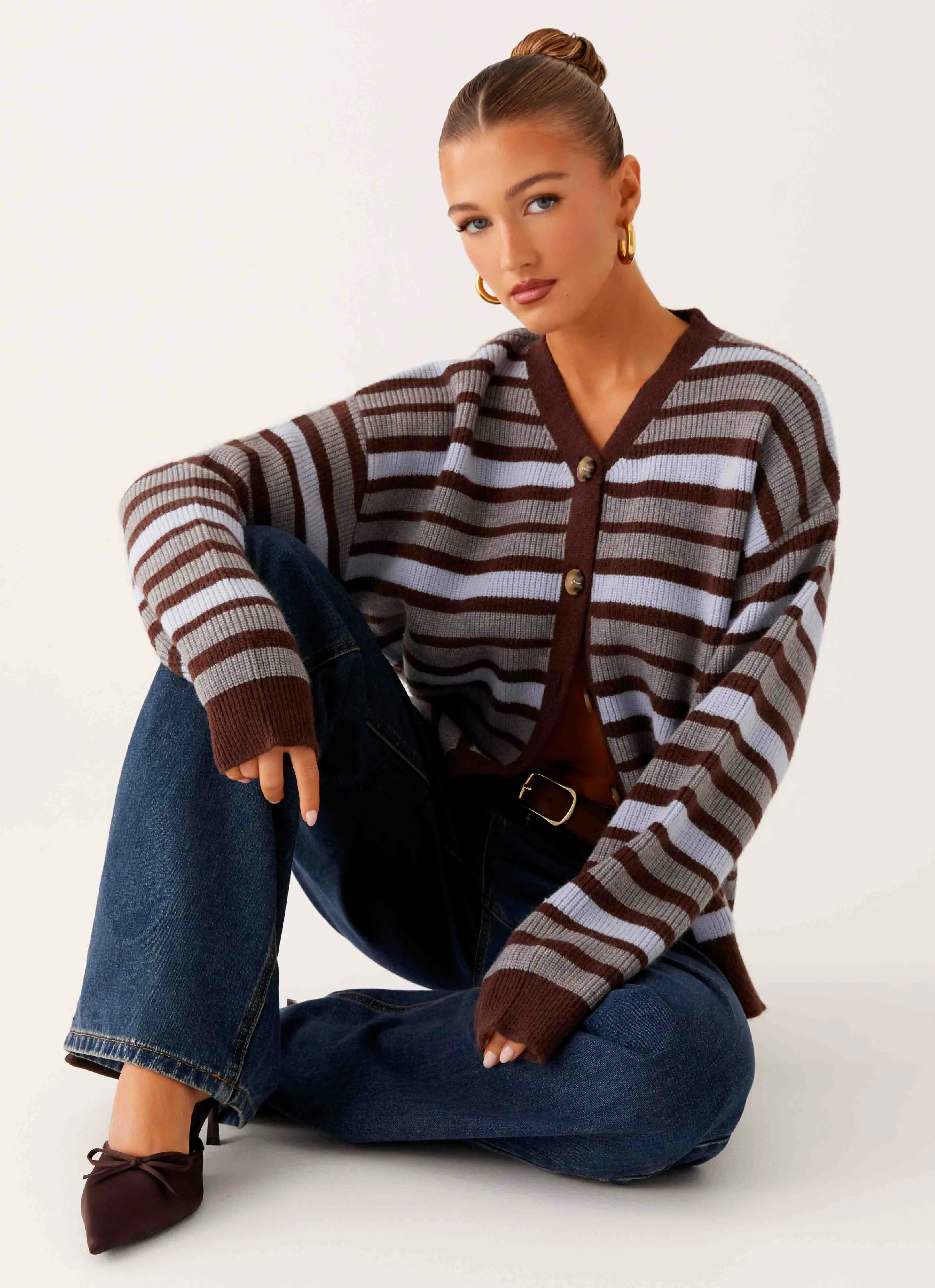 Ornamental Range Charlie Oversized Cardigan - Tawny Stripe