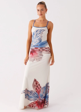 Everett Maxi Dress - White Sea Bloom Evening Motion