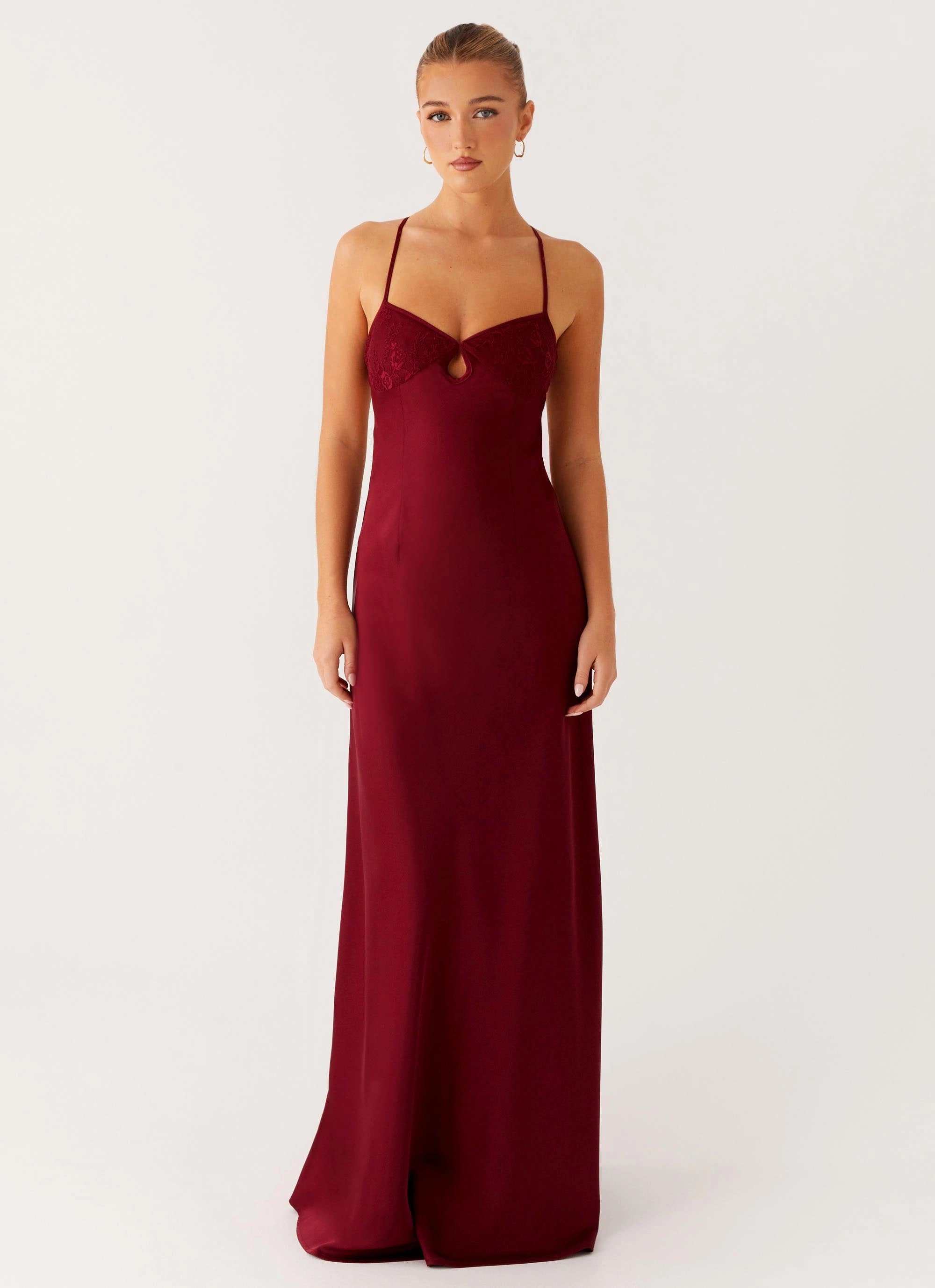 Joanie Maxi Dress - Maroon Collared