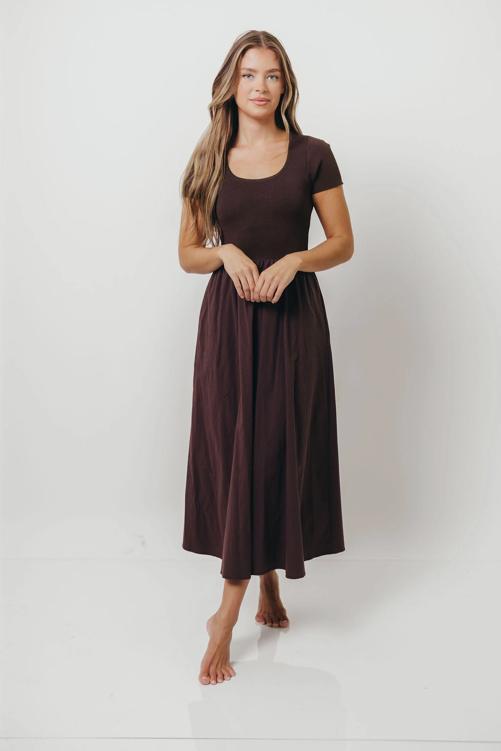 Lynette Maxi Dress in Brown Dress-Up Style