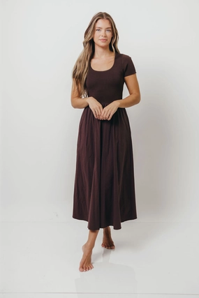 Lynette Maxi Dress in Brown Dress-Up Style