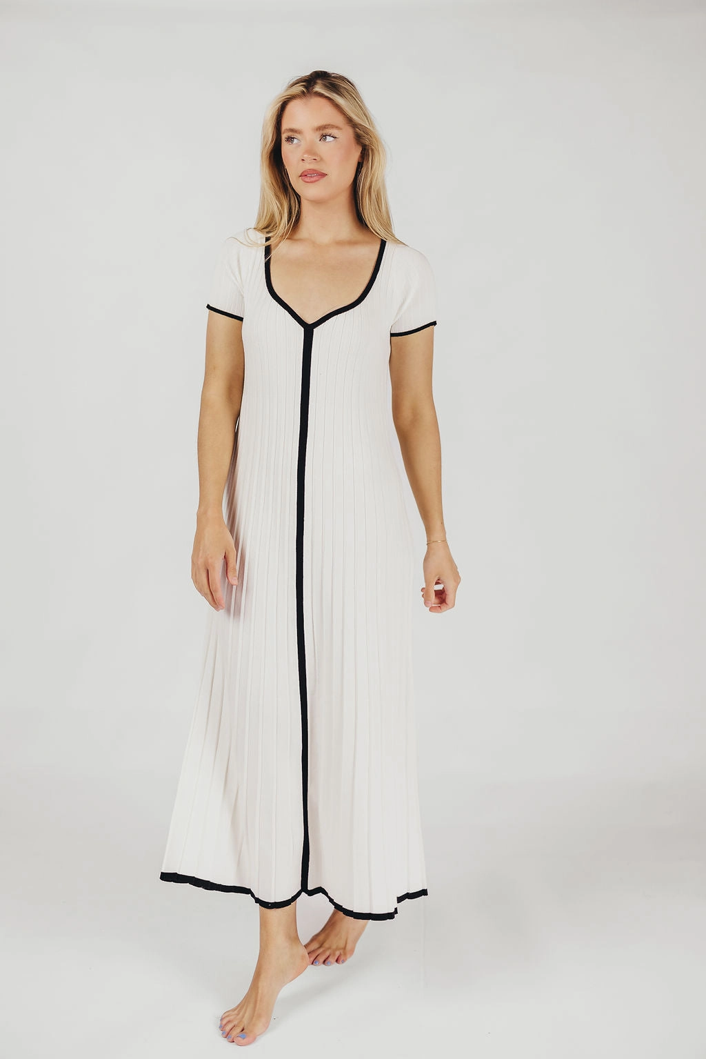 Marilyn Knit Maxi Dress in Off-White Designer-Label Classic Fit