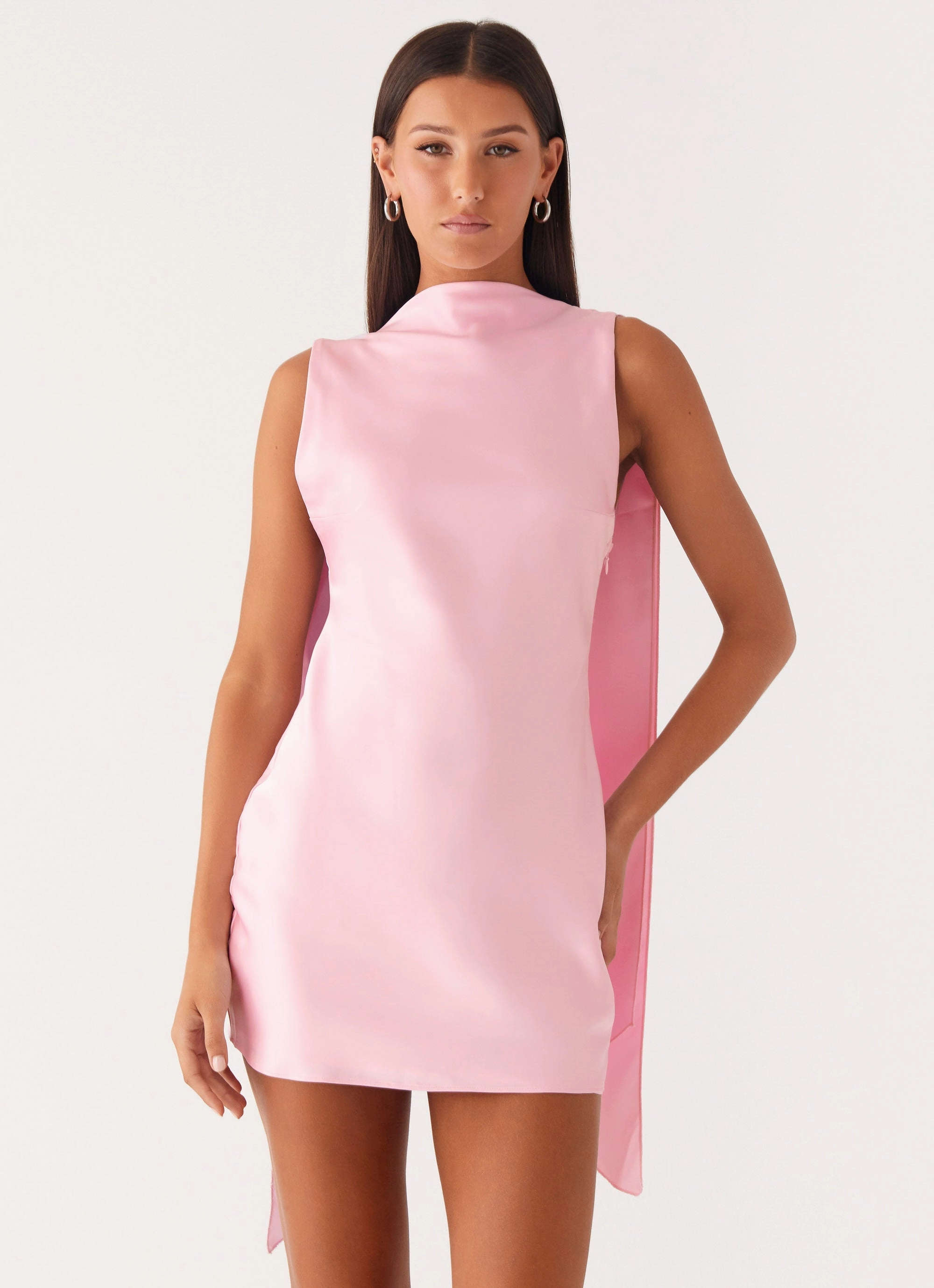 Cerina High Neck Mini Dress - Pink Balanced Lines
