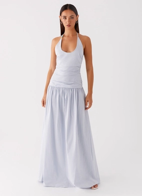 Work Appropriate Dew Glow Cristina Halter Maxi Dress - Cornflower Blue