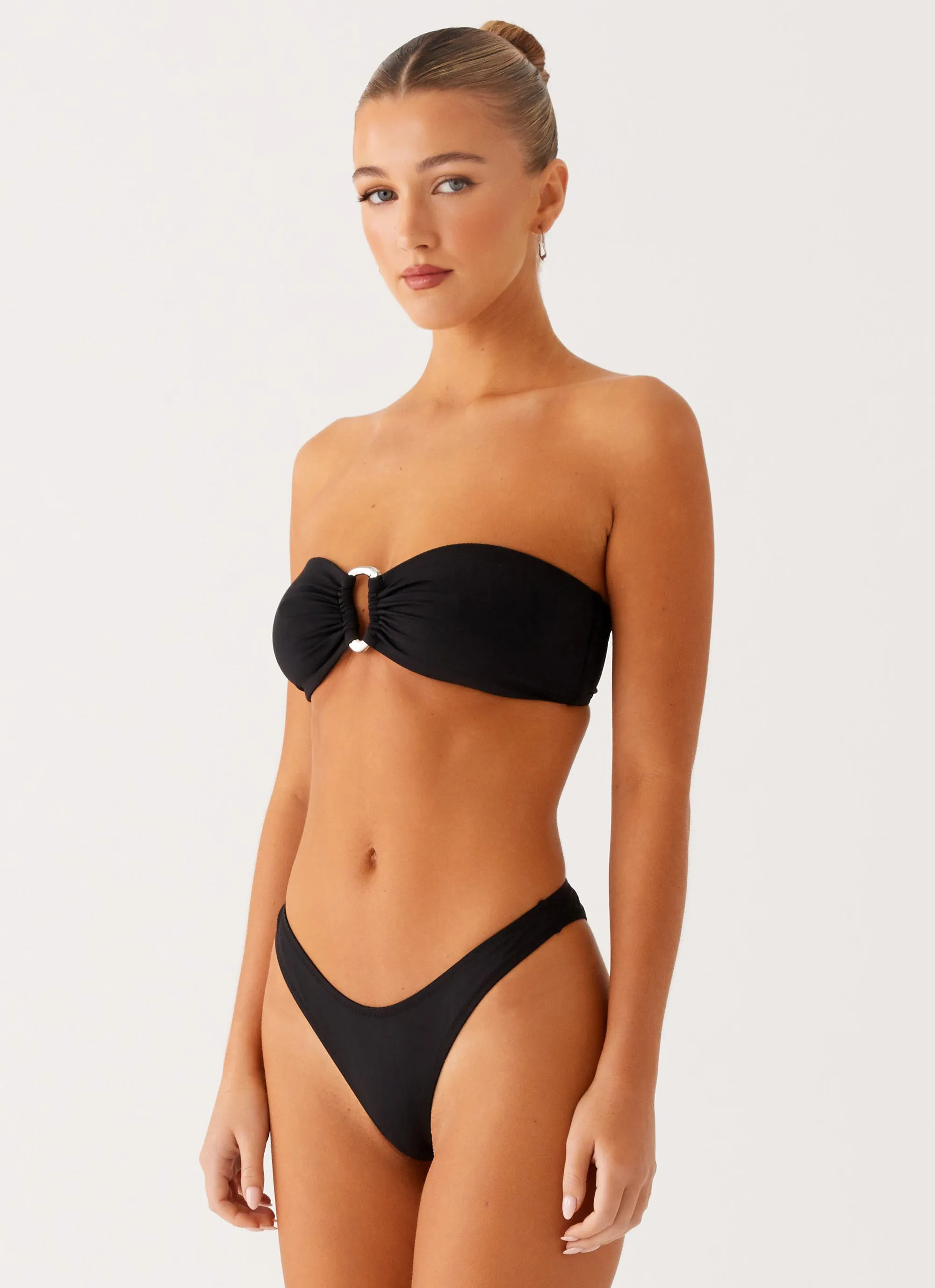Cuba Strapless Bikini Top - Black Quick Recovery Fabric