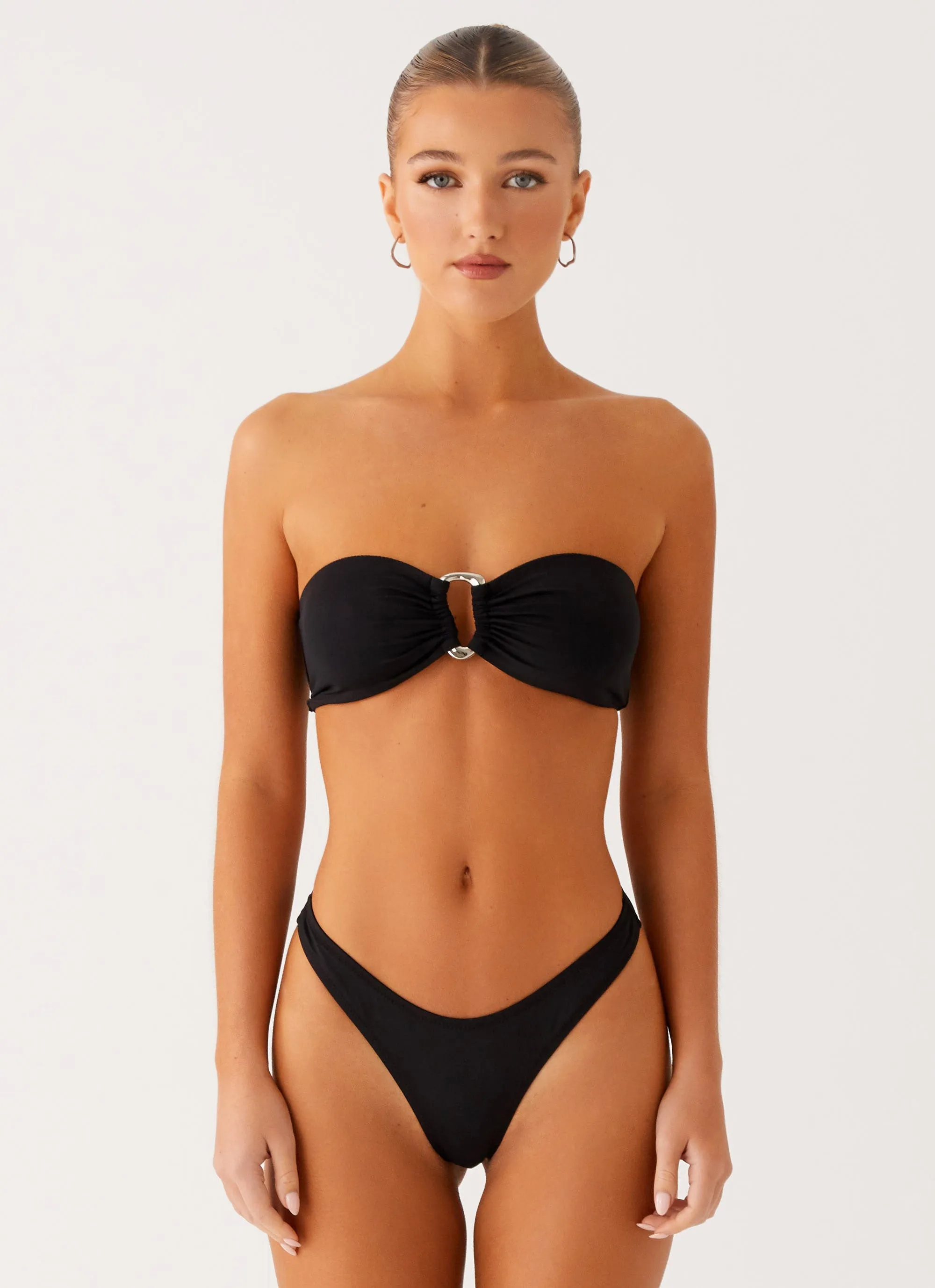 Cuba Strapless Bikini Top - Black Quick Release Fasteners Non Clasp Straps