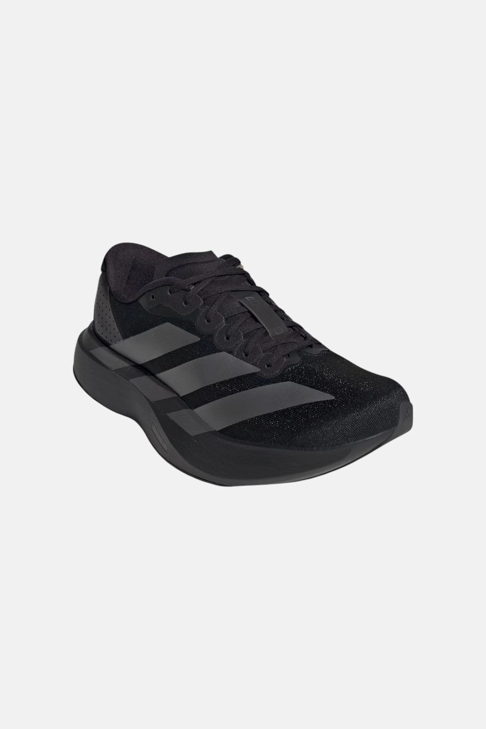 Pull Tab Cushioning Pods Adidas Adizero EVO SL Shoes in Core Black / Iron Metallic / Core Black