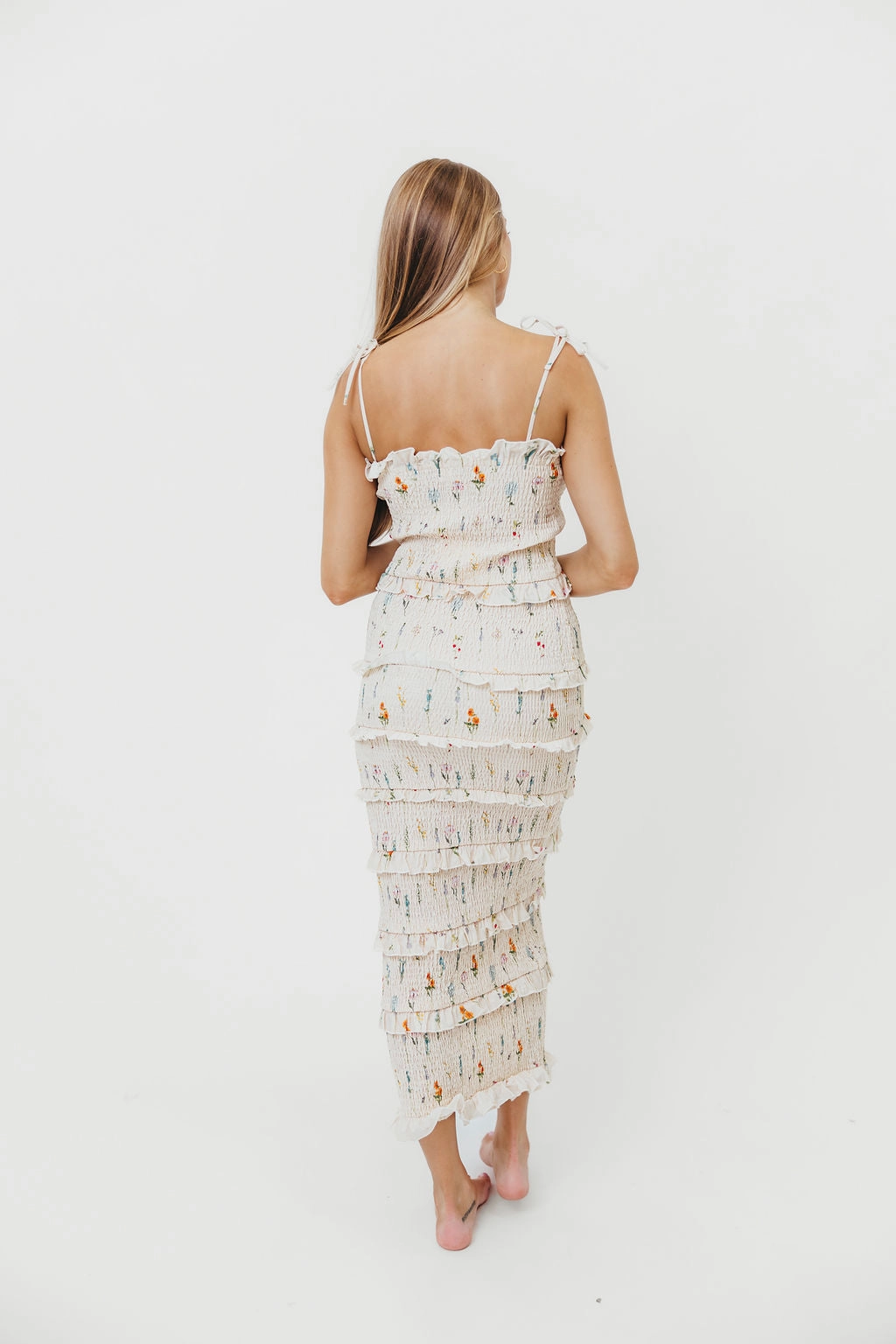 Relaxed Finish Cypress Smocked Midi Dress in Floral *Final-Sale*