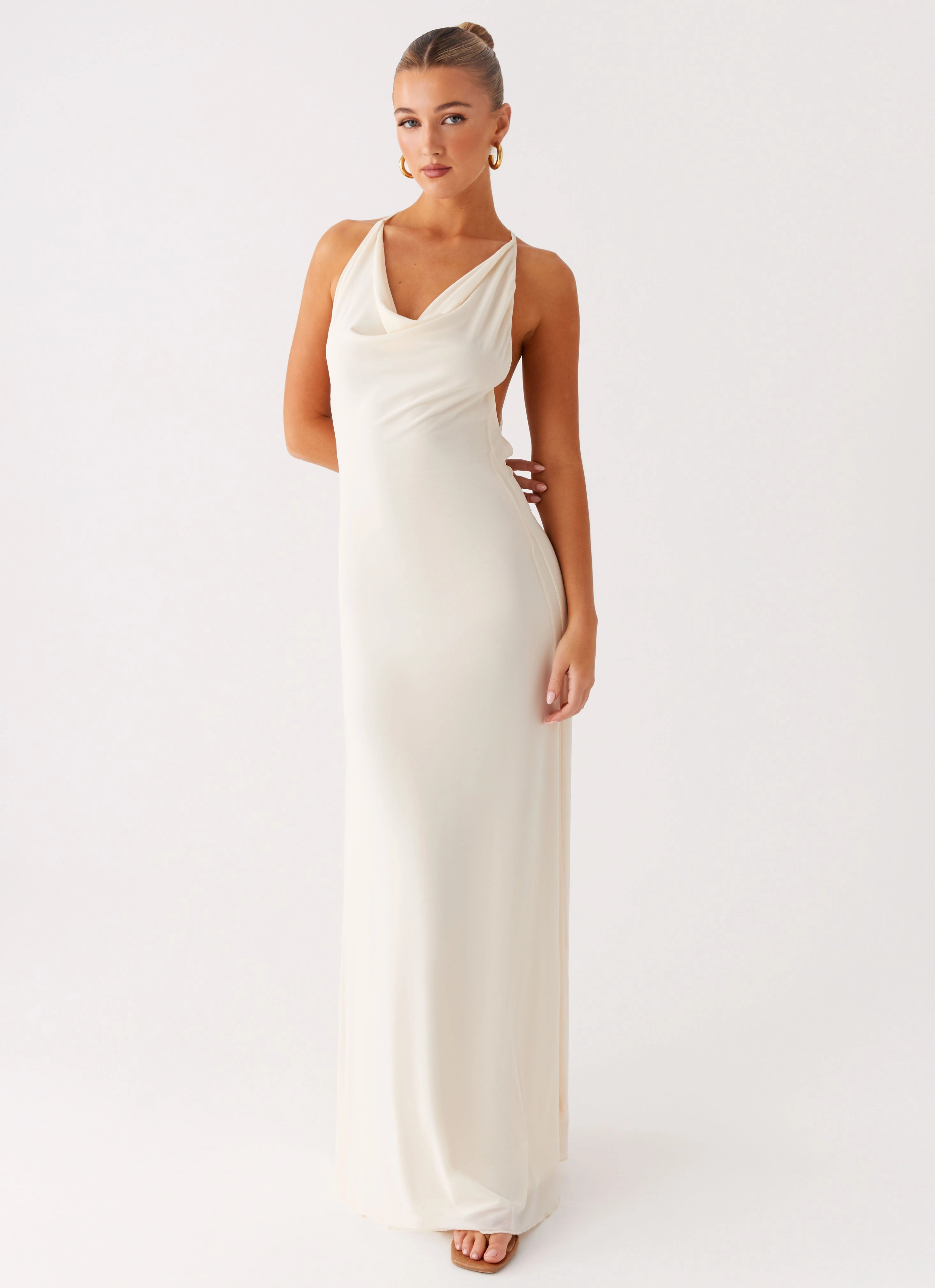 Evening-Wear Street Edge Dahliana Maxi Dress - Off White
