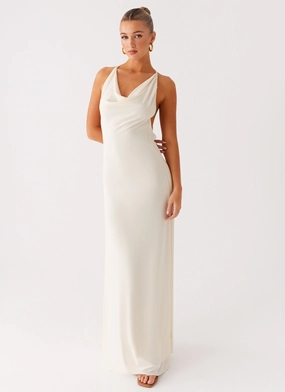 Evening-Wear Street Edge Dahliana Maxi Dress - Off White