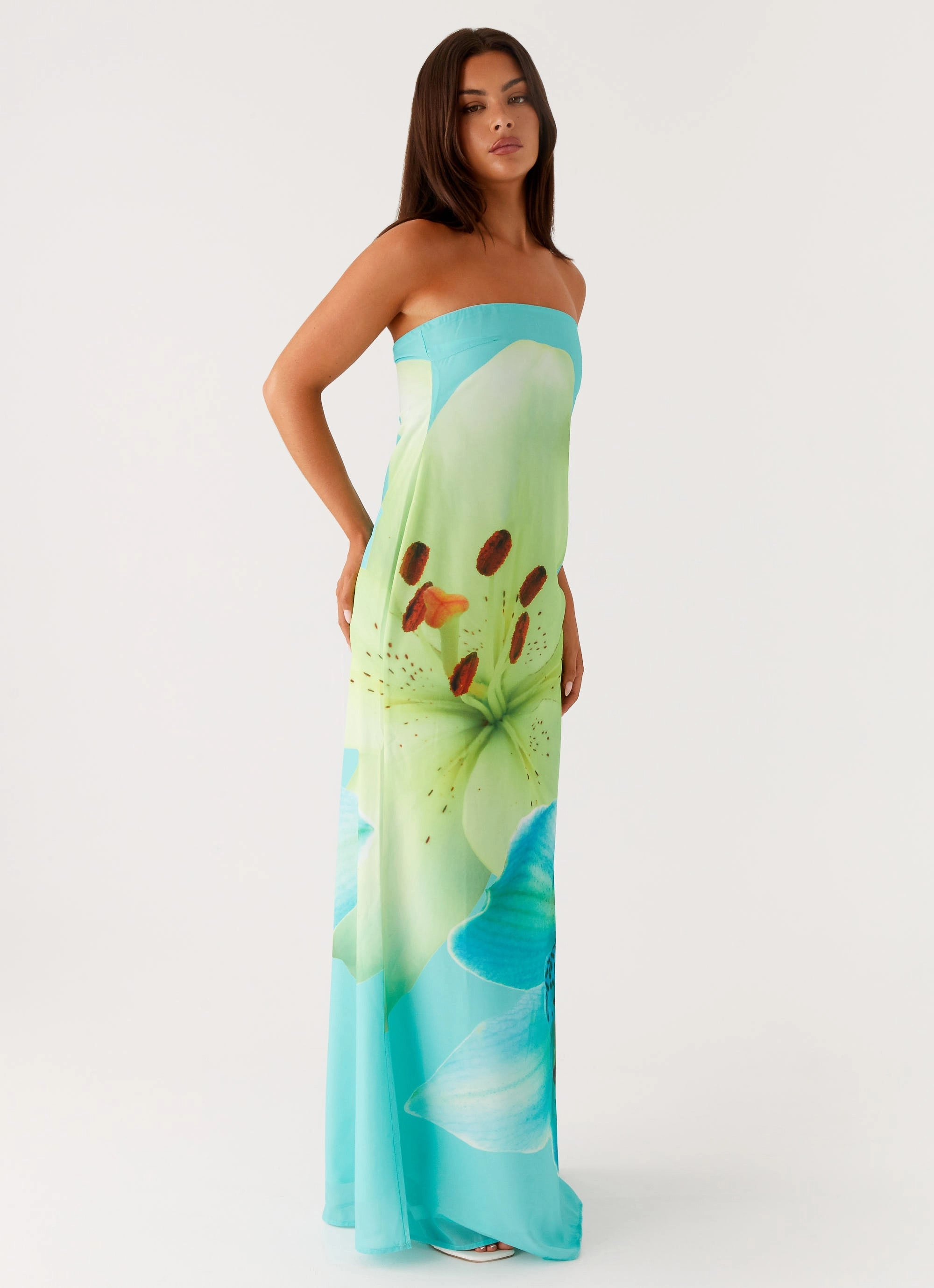 Adjustable-Length Darcy Maxi Dress - Turquoise Floral