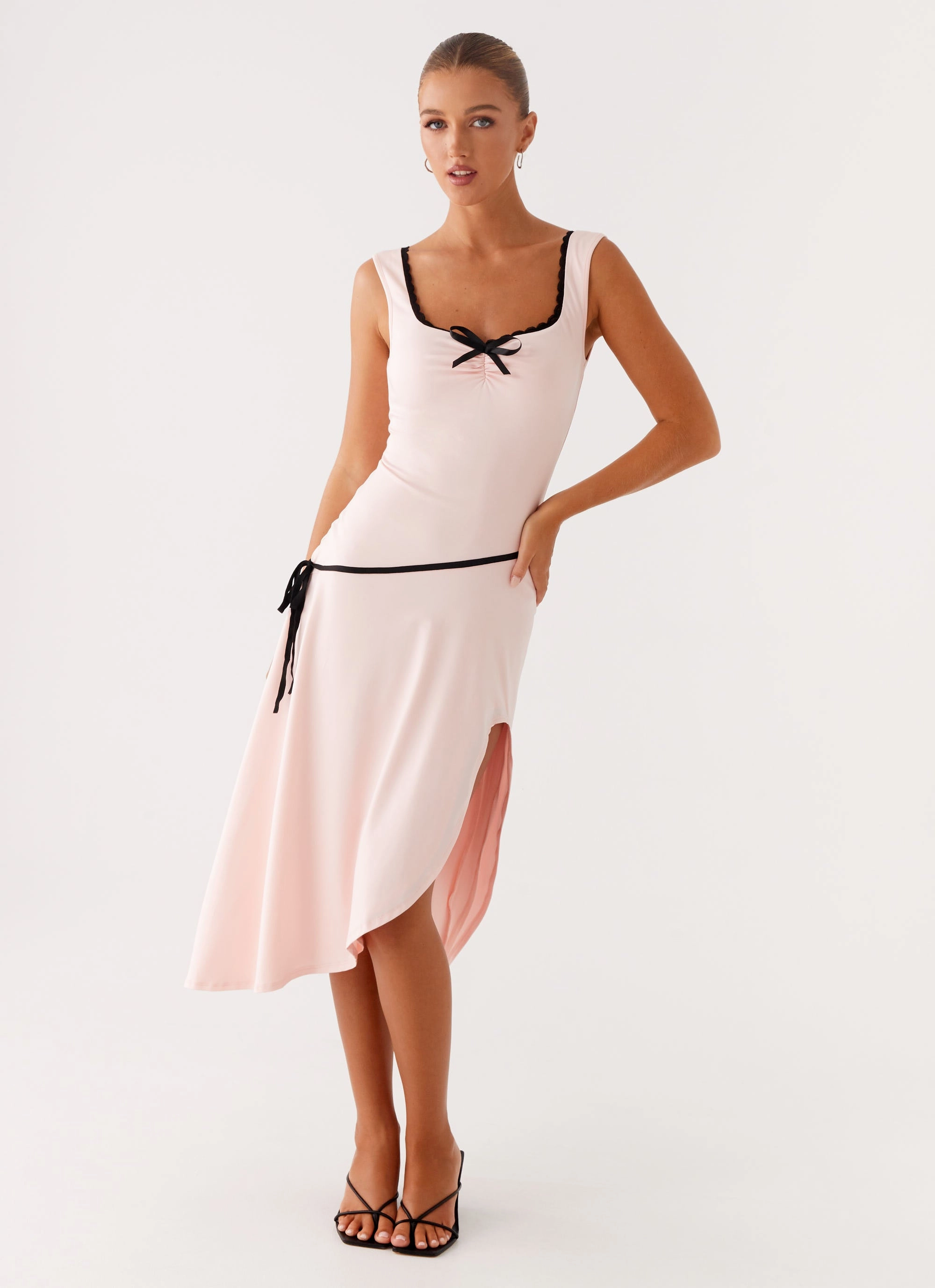 Darlene Midi Dress - Pink Easy Look