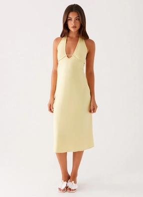 Fashionable outfit for outings Elegant Fit Davies Midi Dress - Yellow