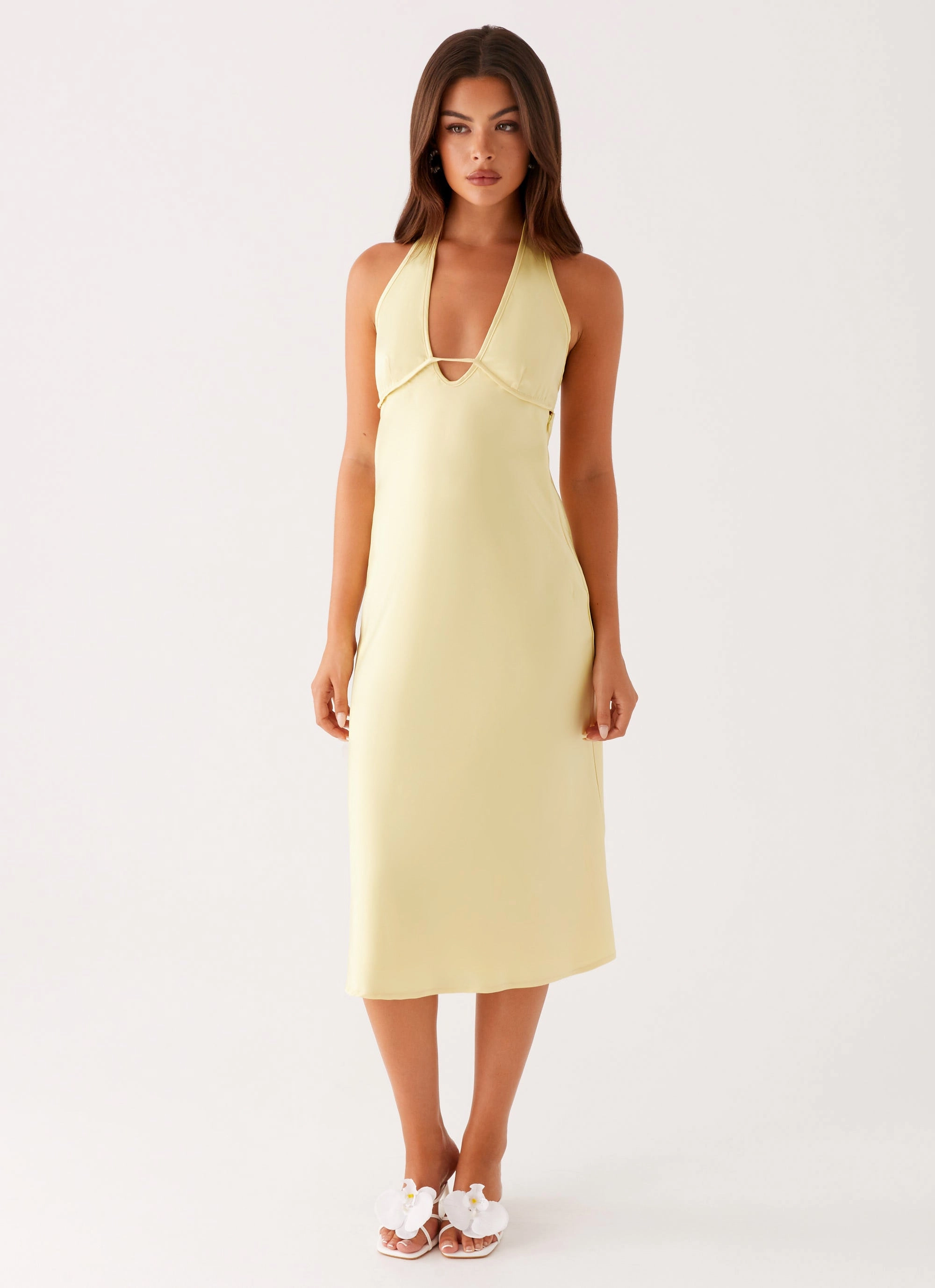 Fashionable outfit for outings Elegant Fit Davies Midi Dress - Yellow