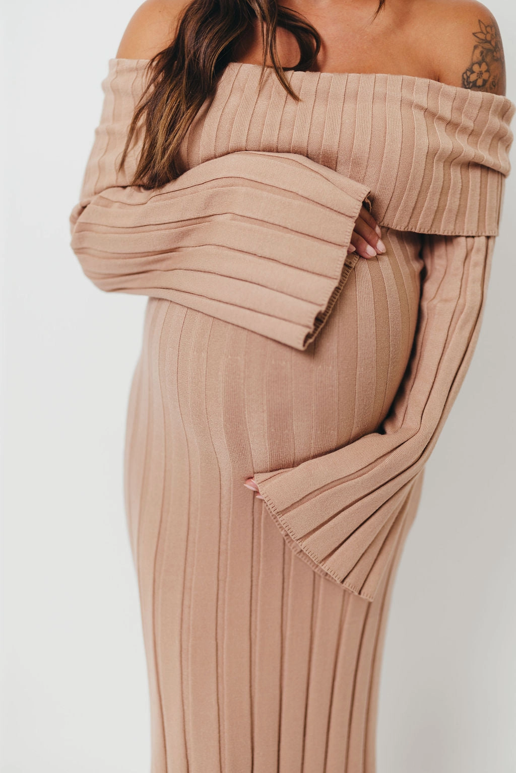 Smooth Curve Evella Maxi Dress in Stone - Bump Friendly