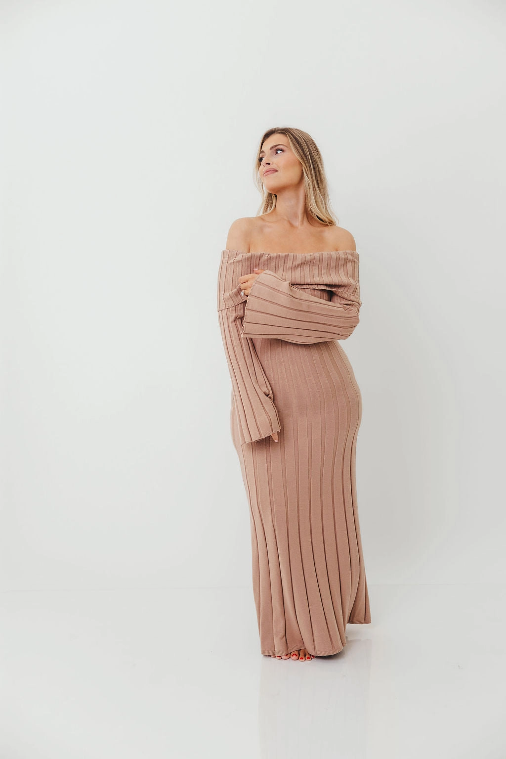 Evella Maxi Dress in Stone - Bump Friendly Oversized-Fit